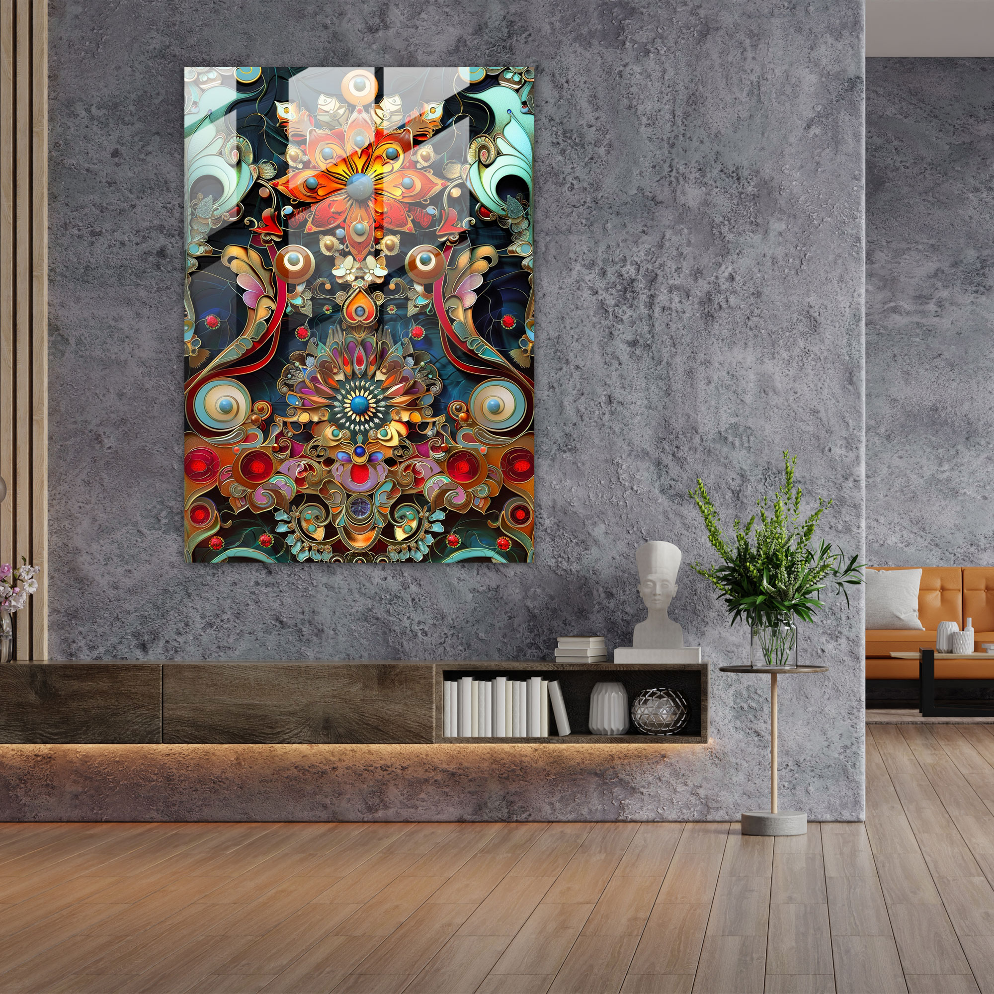 Mannerism Cam Tablo Sanatı - Süslü Desenler ve İnce Detaylar - Mannerism Cam Tablo Duvar Dekorasyonu