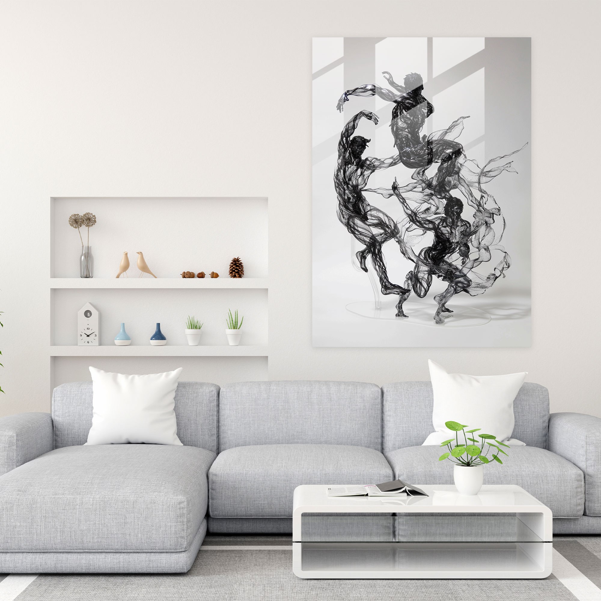 Mannerism Cam Tablo - Dönüşmüş Figürler ve Abartılı Jestler - Mannerism Modern Sanat Cam Sanatı