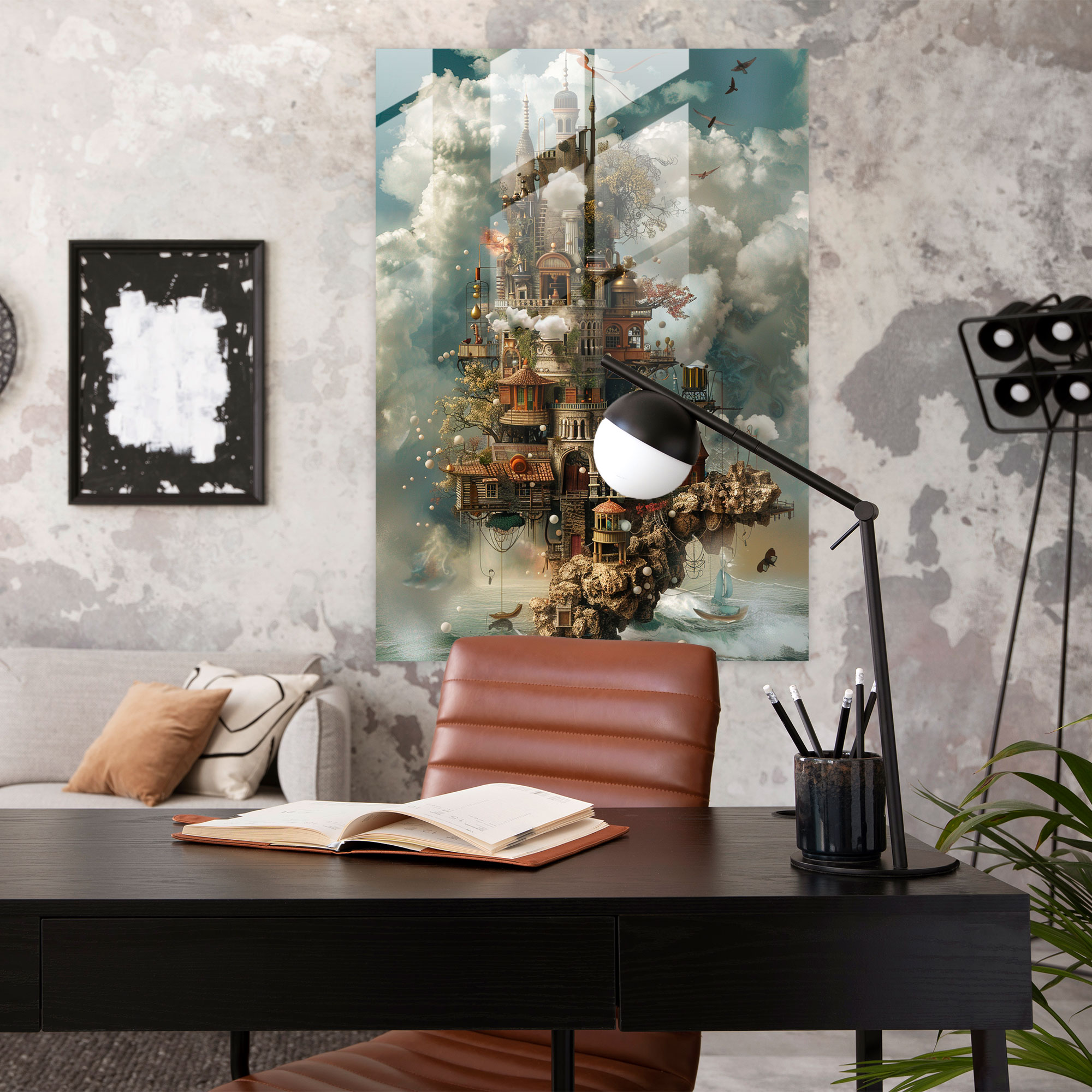 Mannerizm Cam Tablo - Masalsı Rüyalar - Modern Sanat Ev Dekorasyonu
