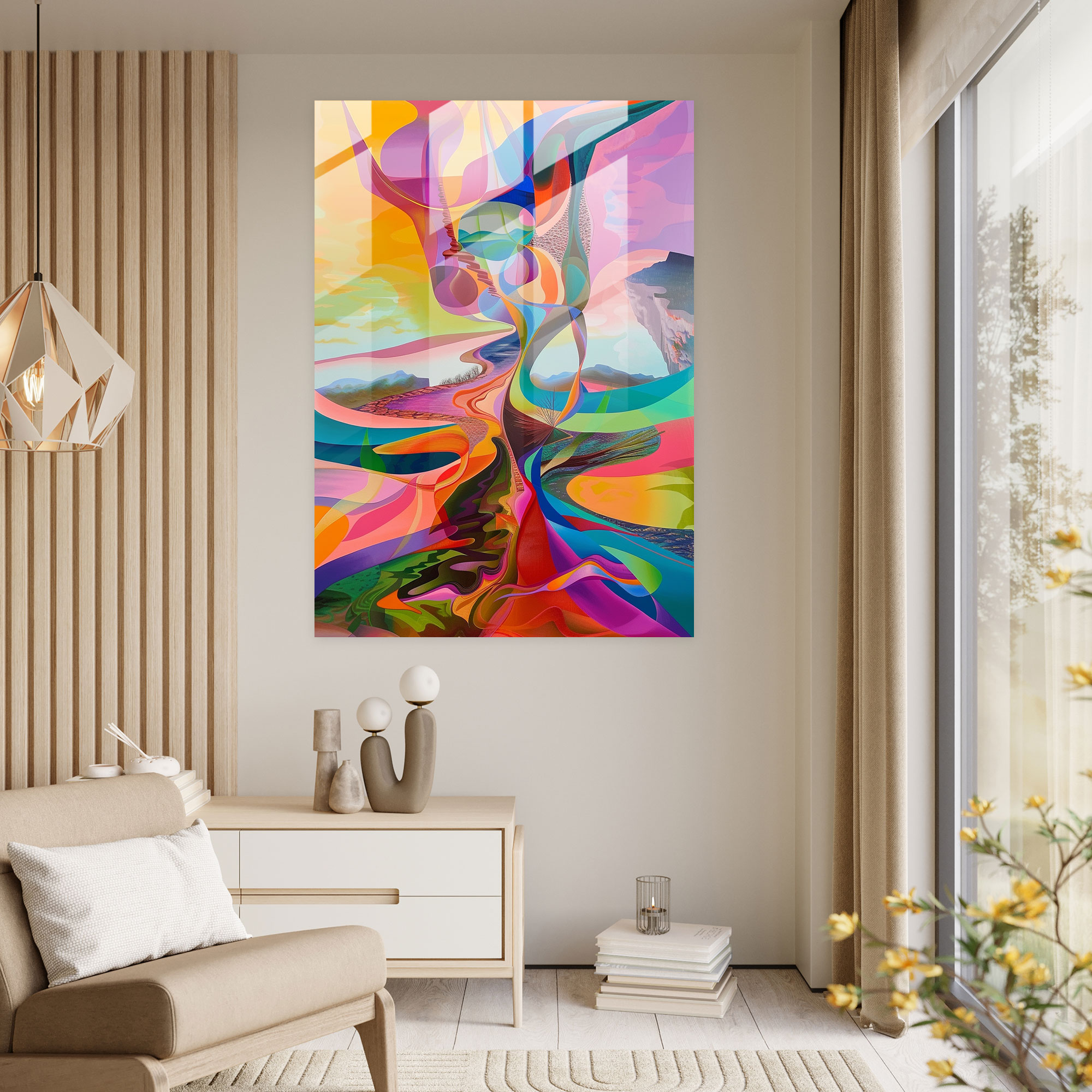 Uzun Formlar Maniyerizm Modern Sanat - Cam Tablo Ev Dekorasyon Duvar Dekorasyonu