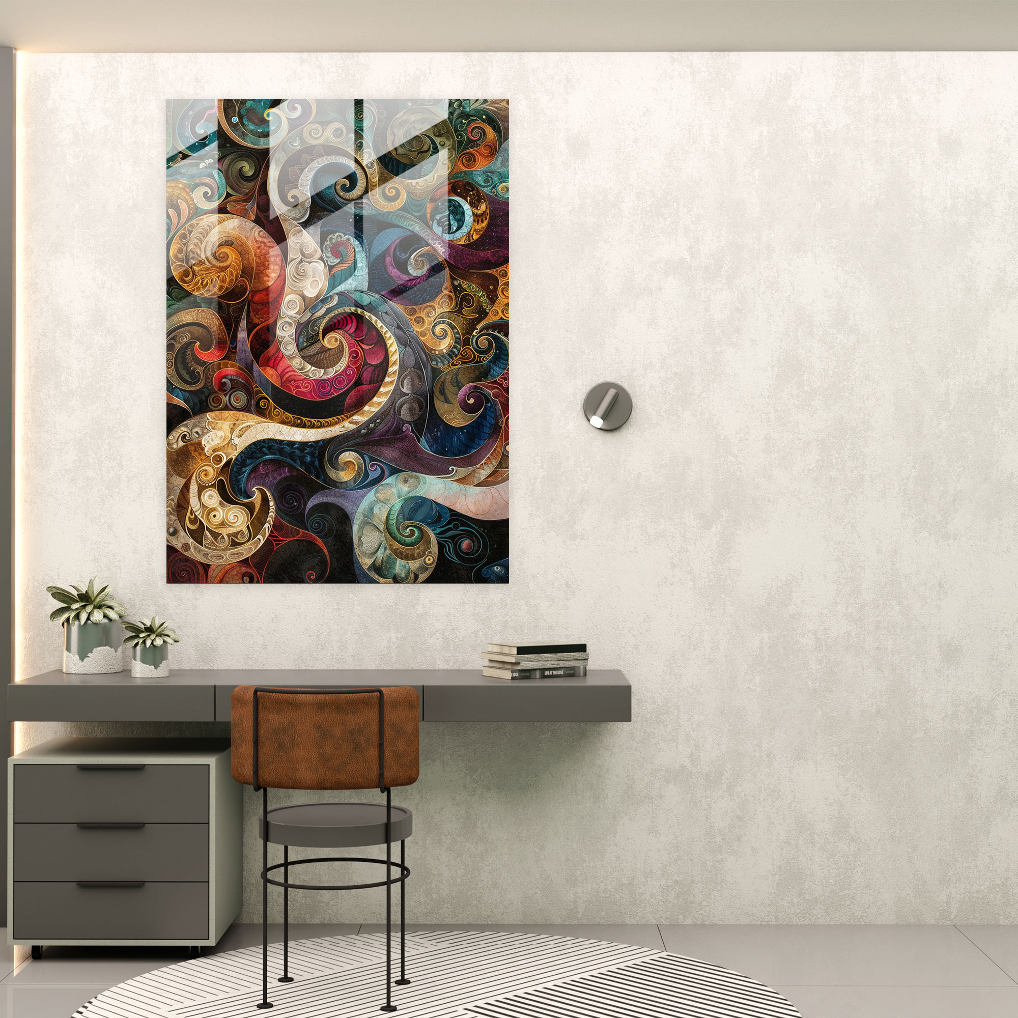 Mannerism Farbschwung Home Dekoration - Leinwandbild Glasbild Intricate Muster