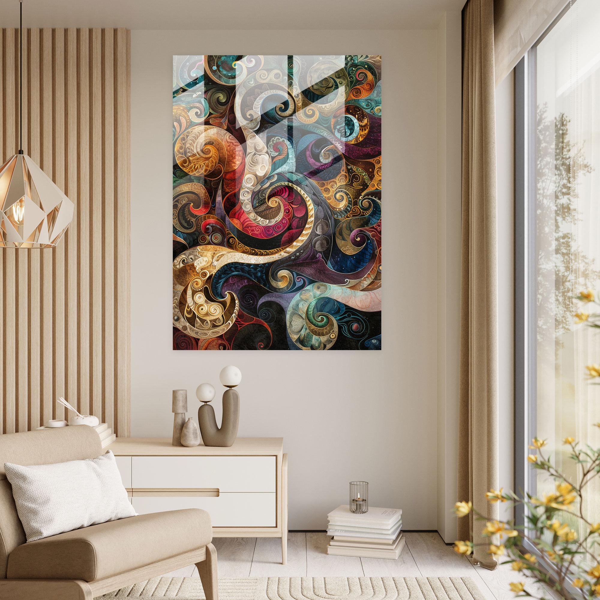 Mannerism Farbschwung Home Dekoration - Leinwandbild Glasbild Intricate Muster