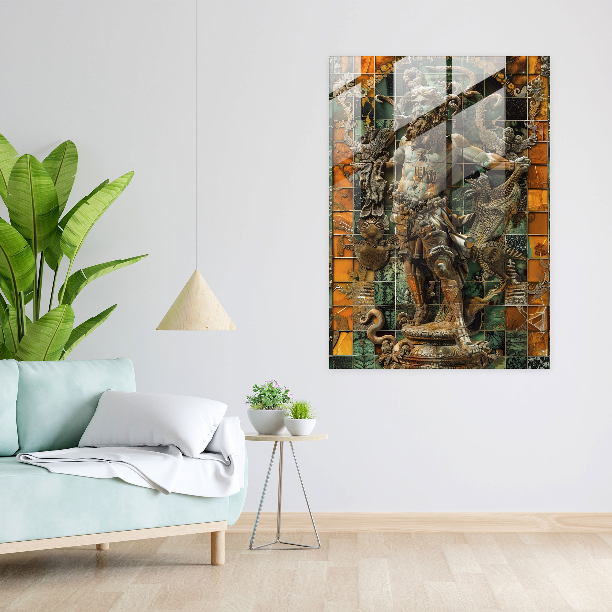 Mannerismus Verzierte Mythologische Glaswandkunst - Dekoration für Zuhause Fantasie Glaswandkunst