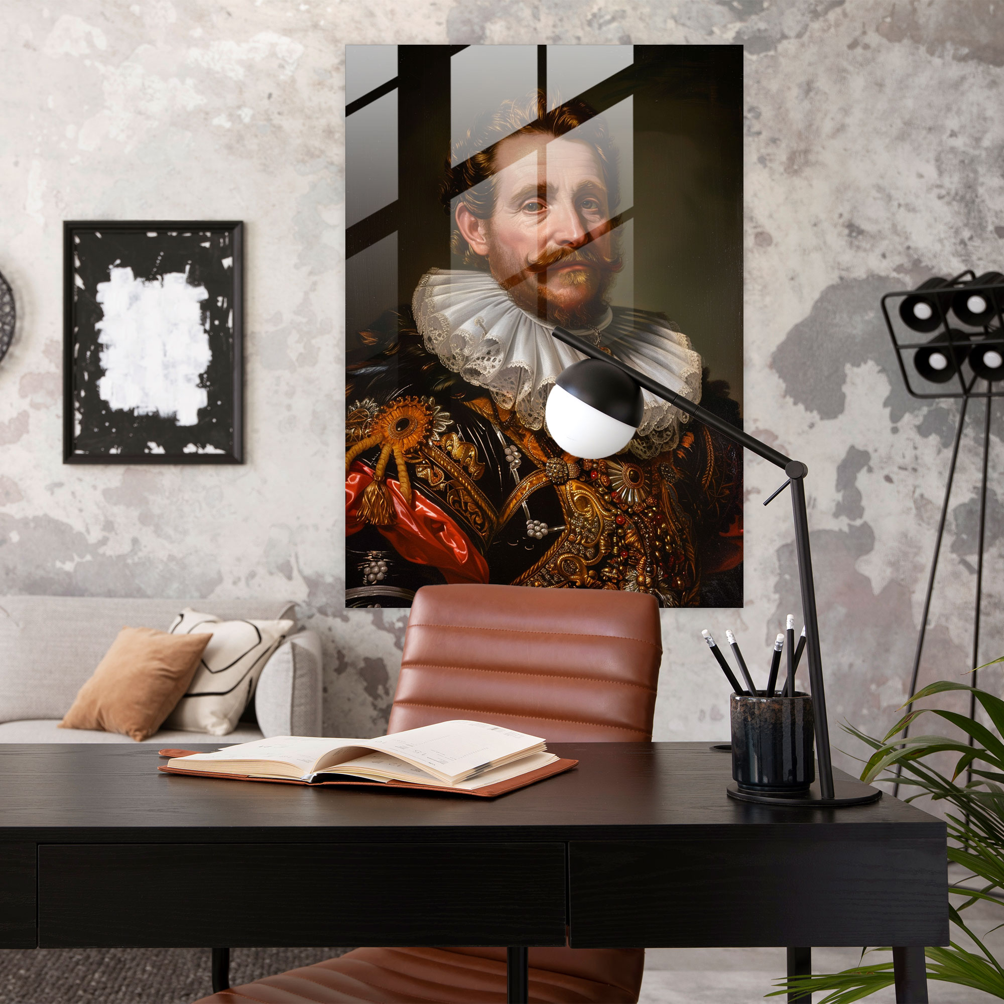Mannerism Glasbild - Porträt eines vornehmen Mannes - Moderne Kunst