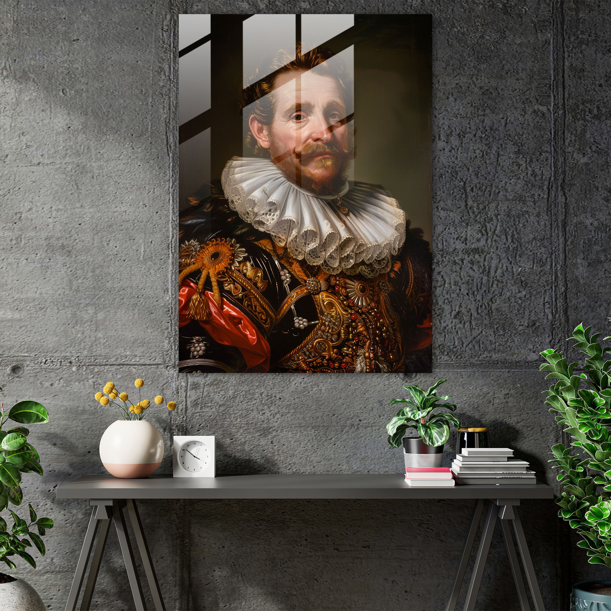 Mannerism Glasbild - Porträt eines vornehmen Mannes - Moderne Kunst