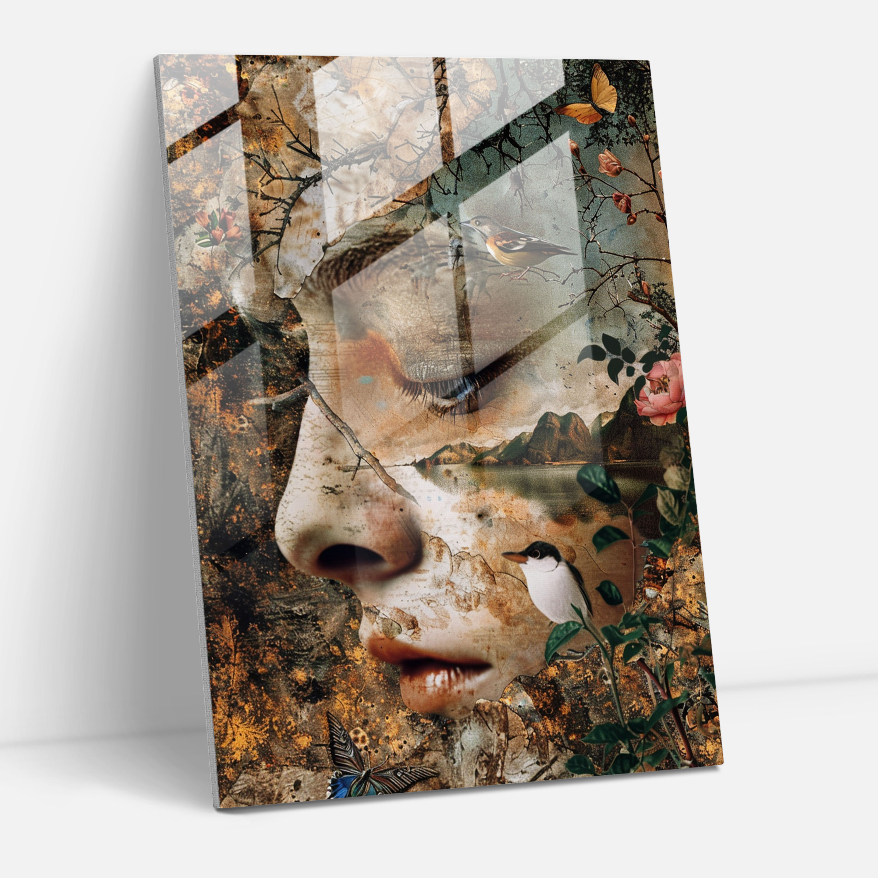 Mannerism Cam Tablo - Gerçeküstü Kompozisyon - Mannerism Ev Dekorasyonu Modern Sanat