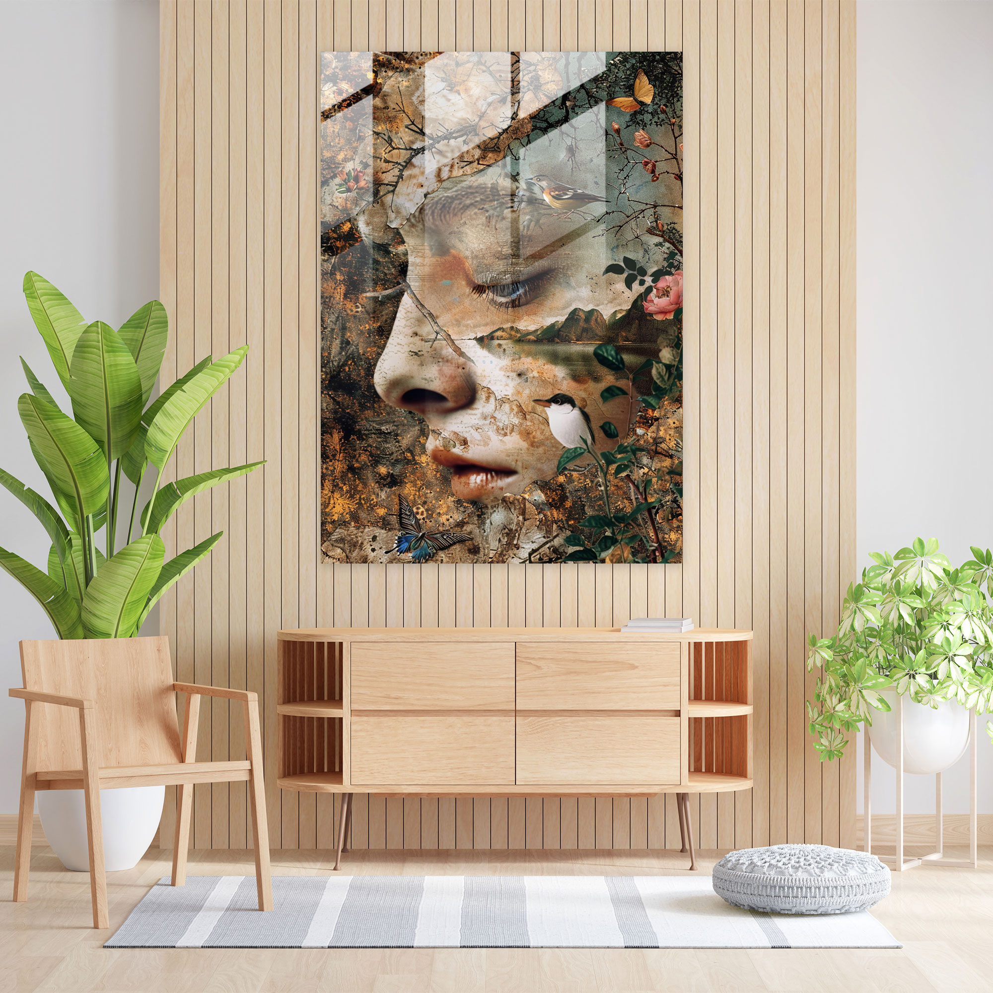 Mannerism Cam Tablo - Gerçeküstü Kompozisyon - Mannerism Ev Dekorasyonu Modern Sanat