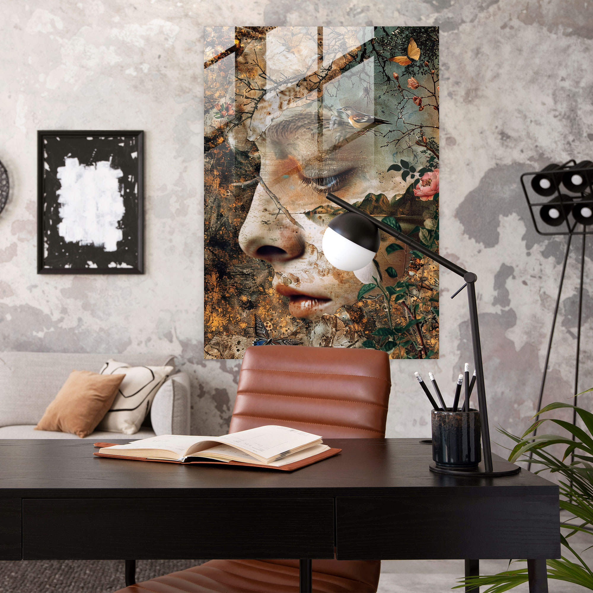Mannerism Cam Tablo - Gerçeküstü Kompozisyon - Mannerism Ev Dekorasyonu Modern Sanat