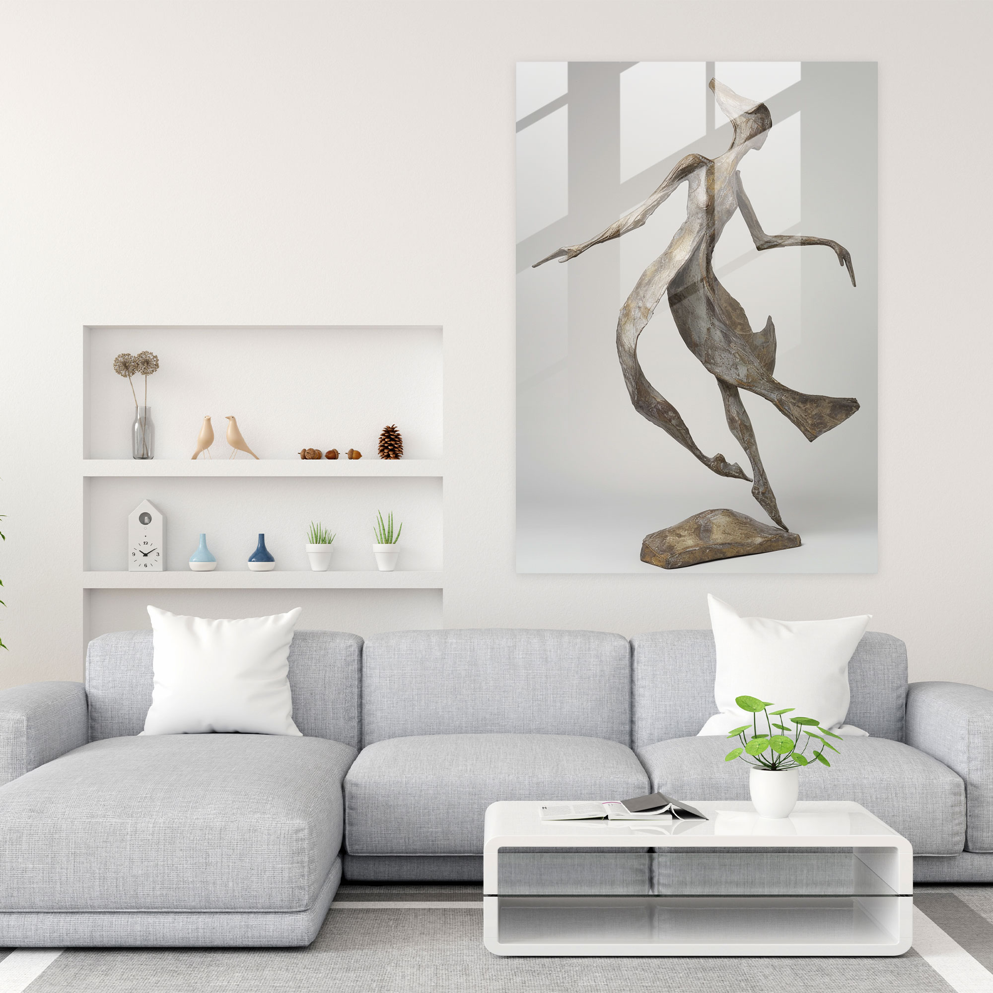 Mannerizm Cam Tablo Sanatı - Uzun Figürler - Modern Sanat Duvar Dekorasyonu
