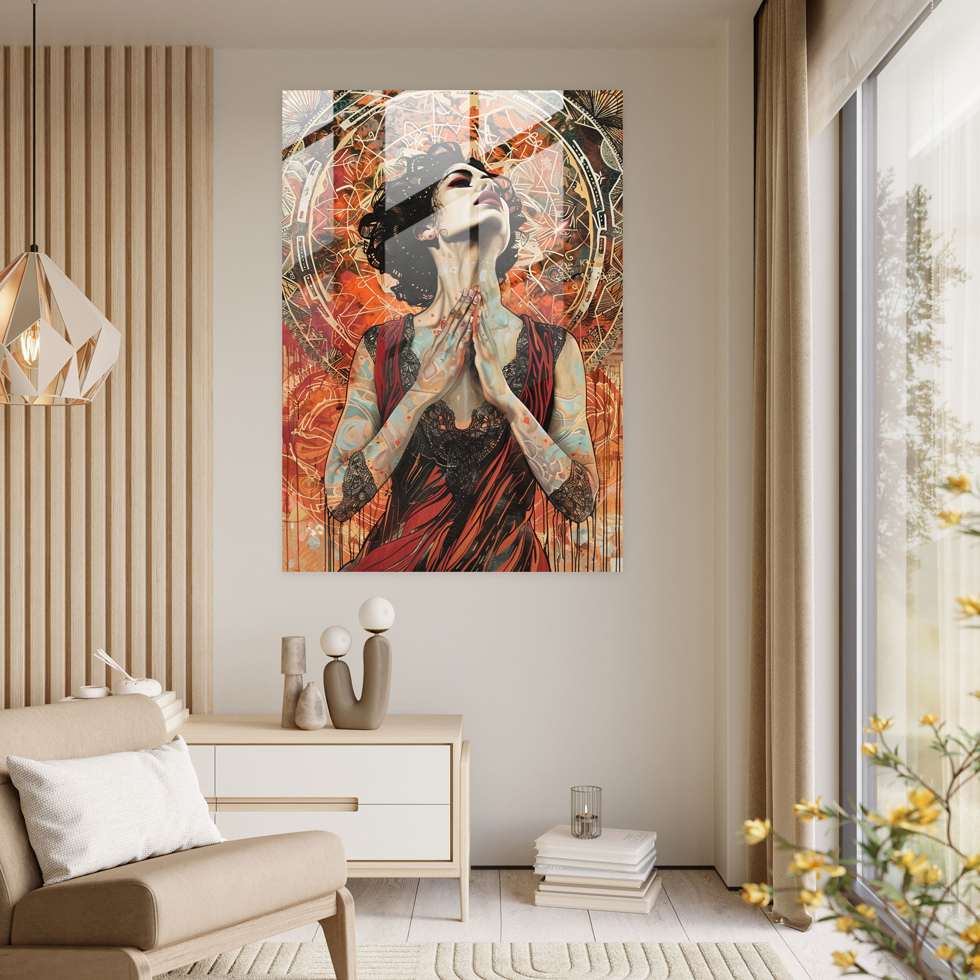 Mannerism Cam Tablosu - İfadeci Desenler - Mannerism Modern Sanat Ev Dekorasyonu Cam Tablo