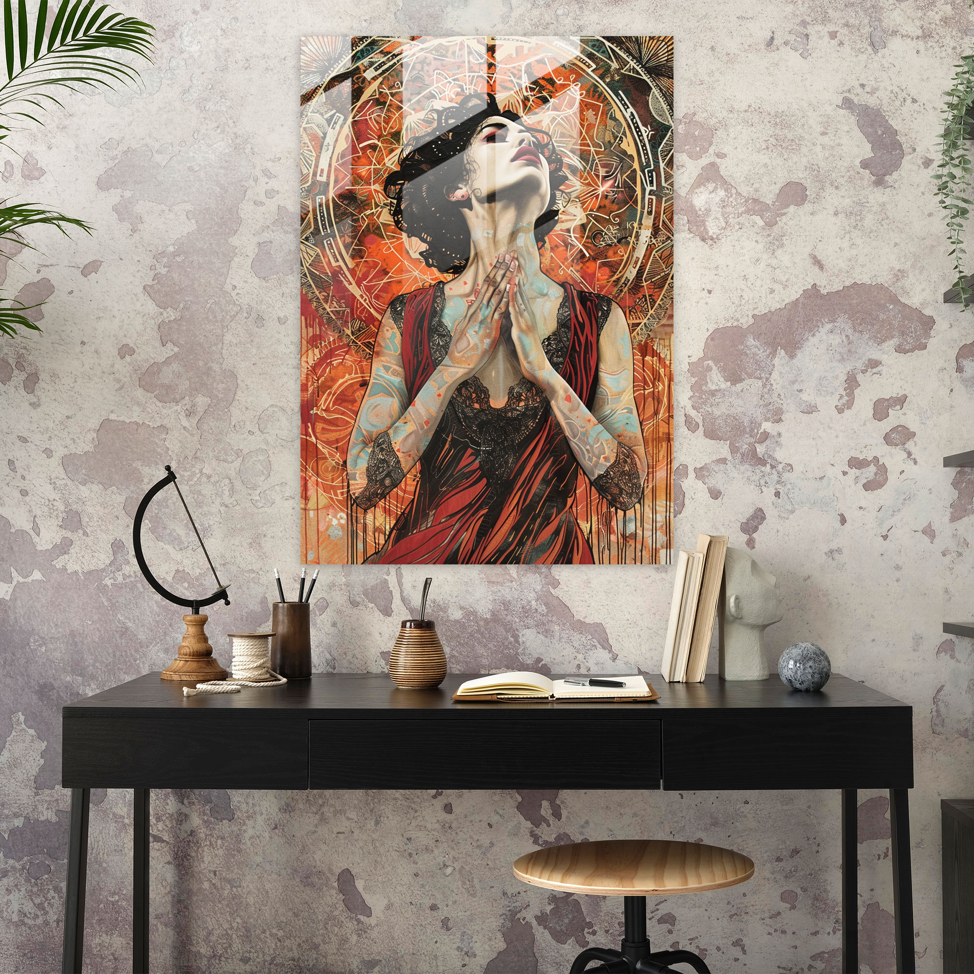 Mannerism Cam Tablosu - İfadeci Desenler - Mannerism Modern Sanat Ev Dekorasyonu Cam Tablo