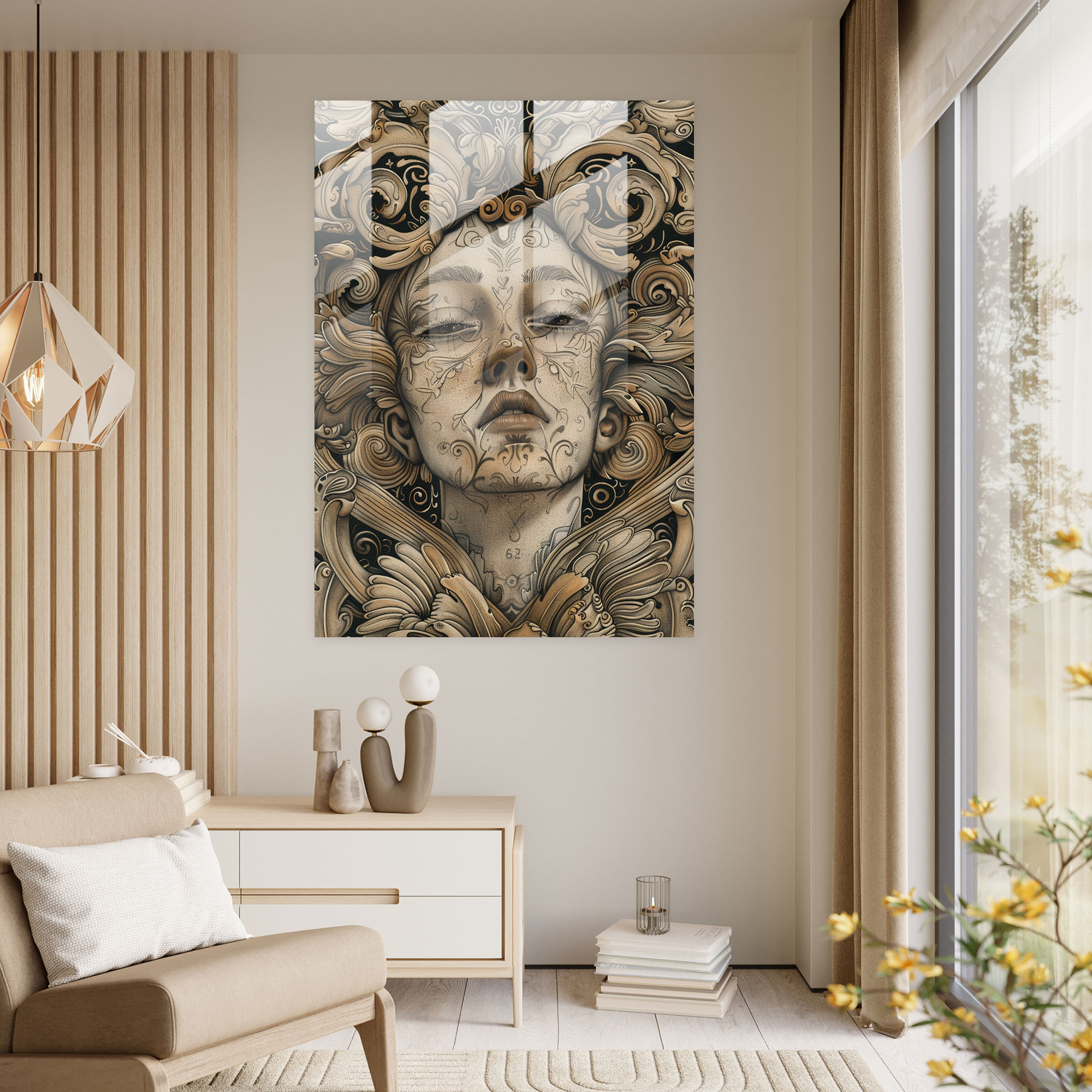 Karmaşık Yöntem Sanat Cam Tablo - Yöntem Sanatı Duvar Dekorasyonu Cam Sanatı Modern Sanat