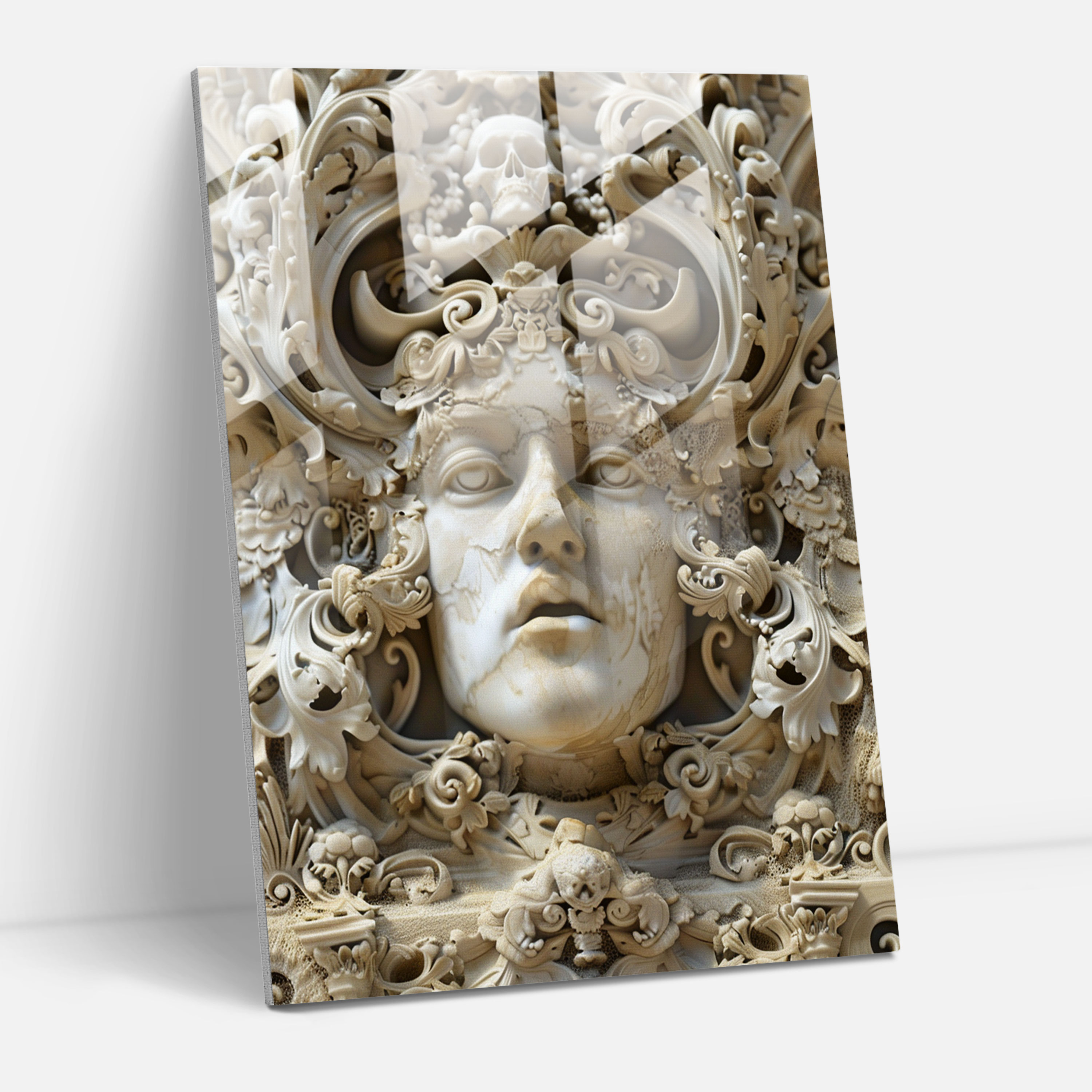 Glasbild mit kunstvollem Manierismus - Manierismus moderne Kunst Wanddekoration Wohnkultur