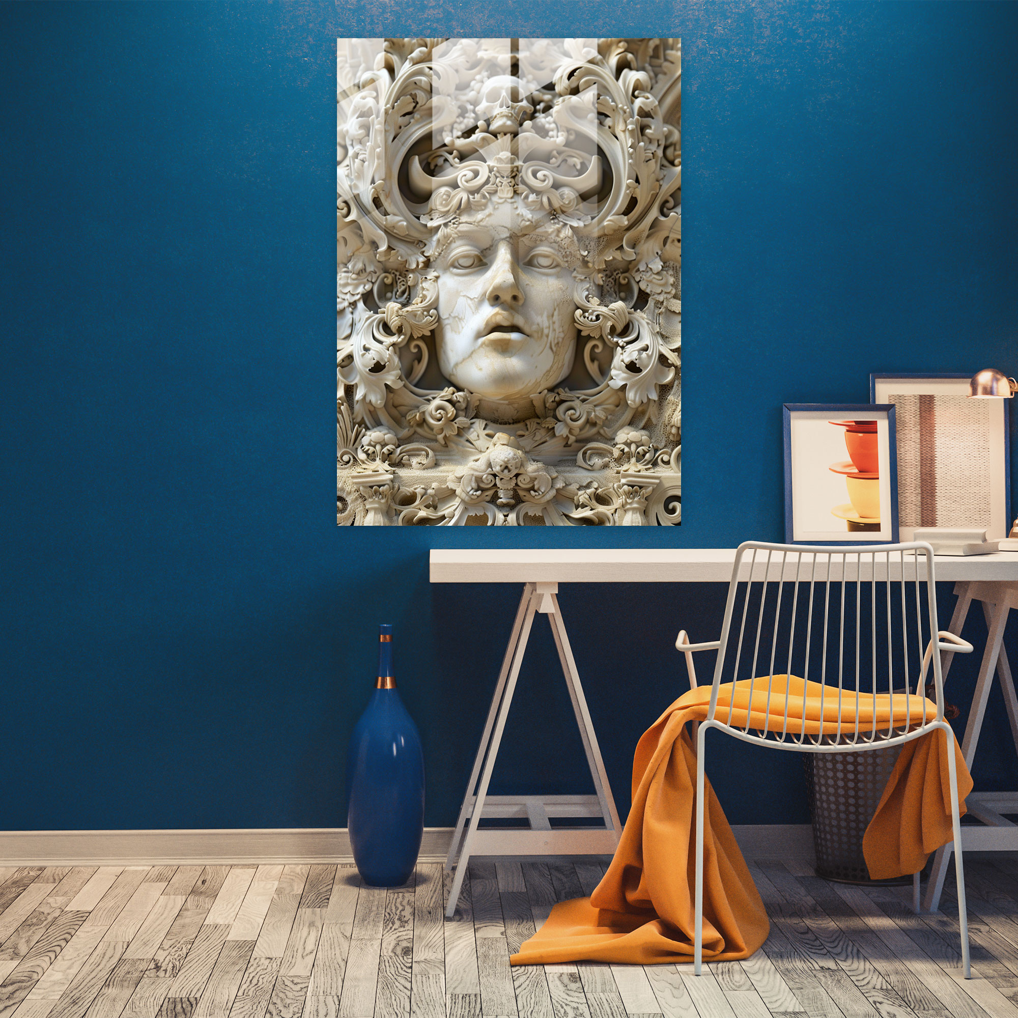 Glasbild mit kunstvollem Manierismus - Manierismus moderne Kunst Wanddekoration Wohnkultur