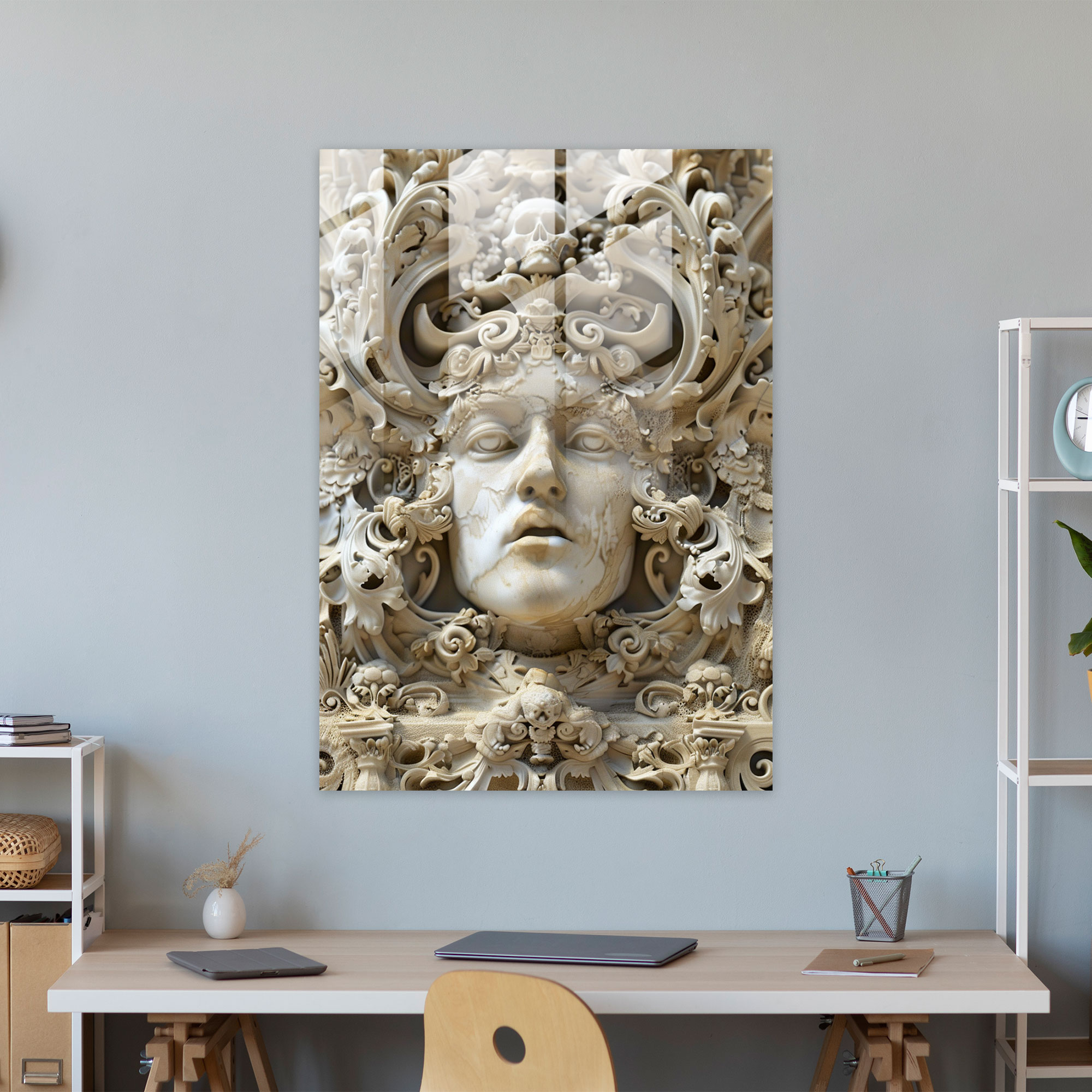 Glasbild mit kunstvollem Manierismus - Manierismus moderne Kunst Wanddekoration Wohnkultur