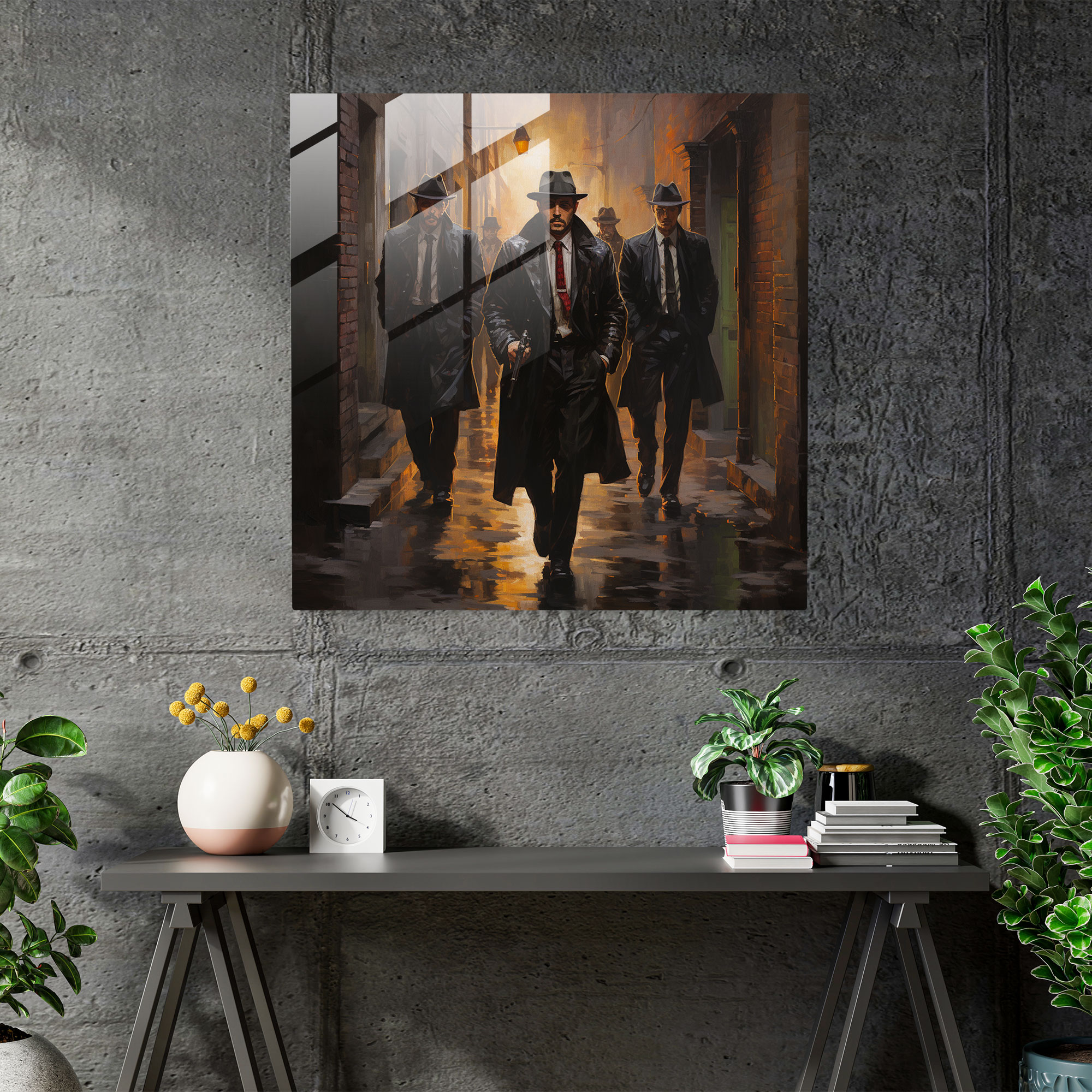 Ethereal Impressions - Gangsters in the Shadows Glass Print