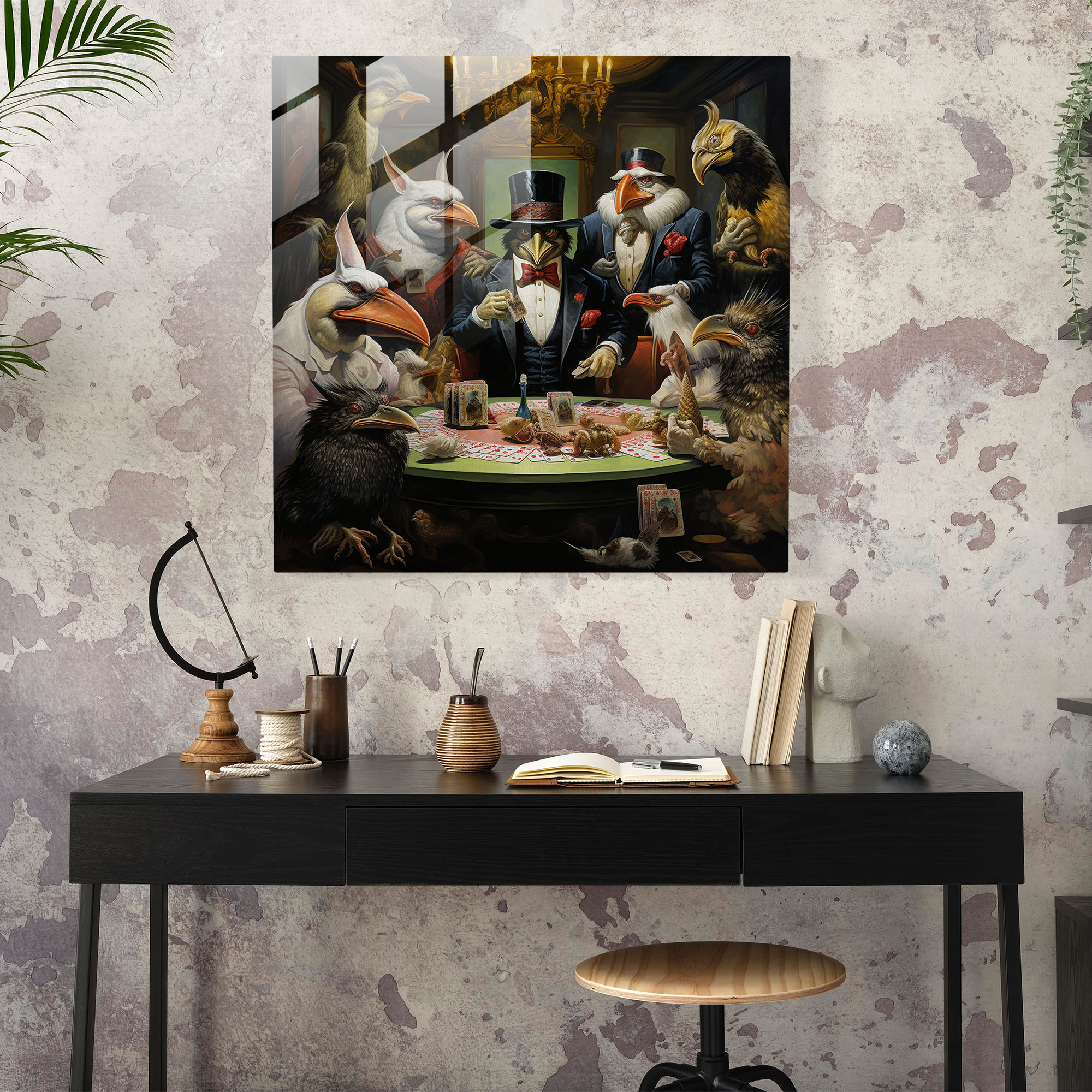 Beyond Reality - Surreal Mafia Casino Glass Print