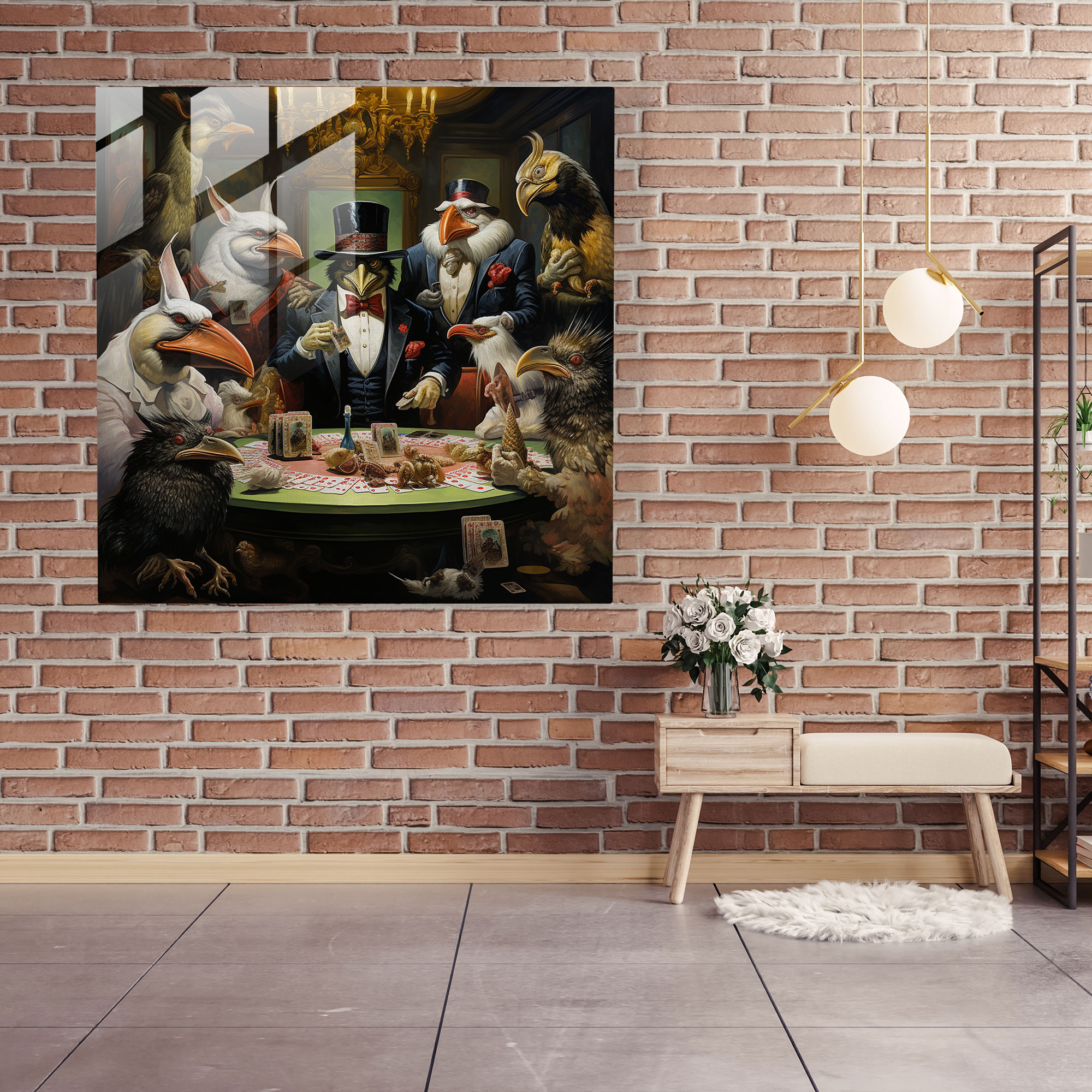 Beyond Reality - Surreal Mafia Casino Glass Print