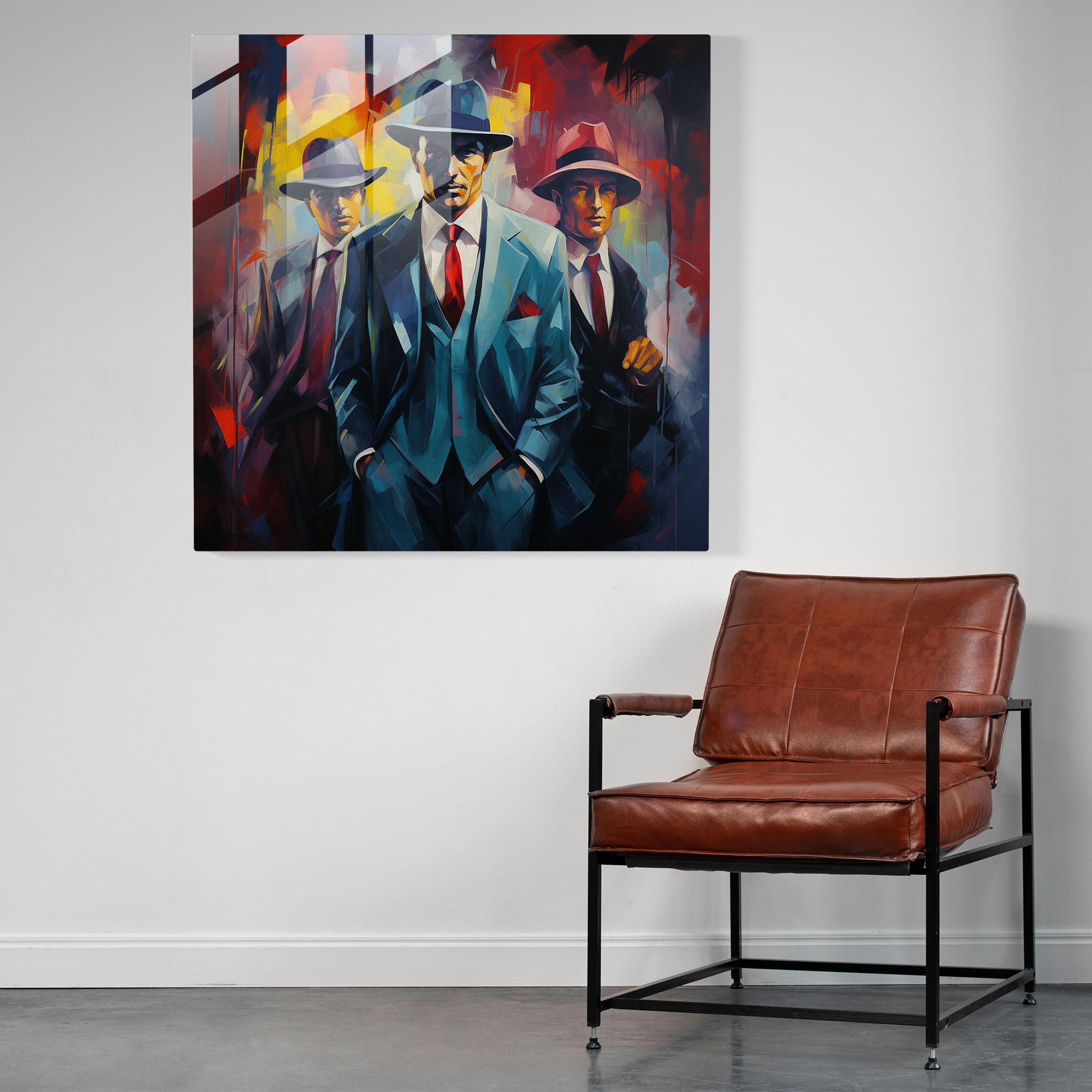 Intricate Glass Print of Abstract Mafia Artwork