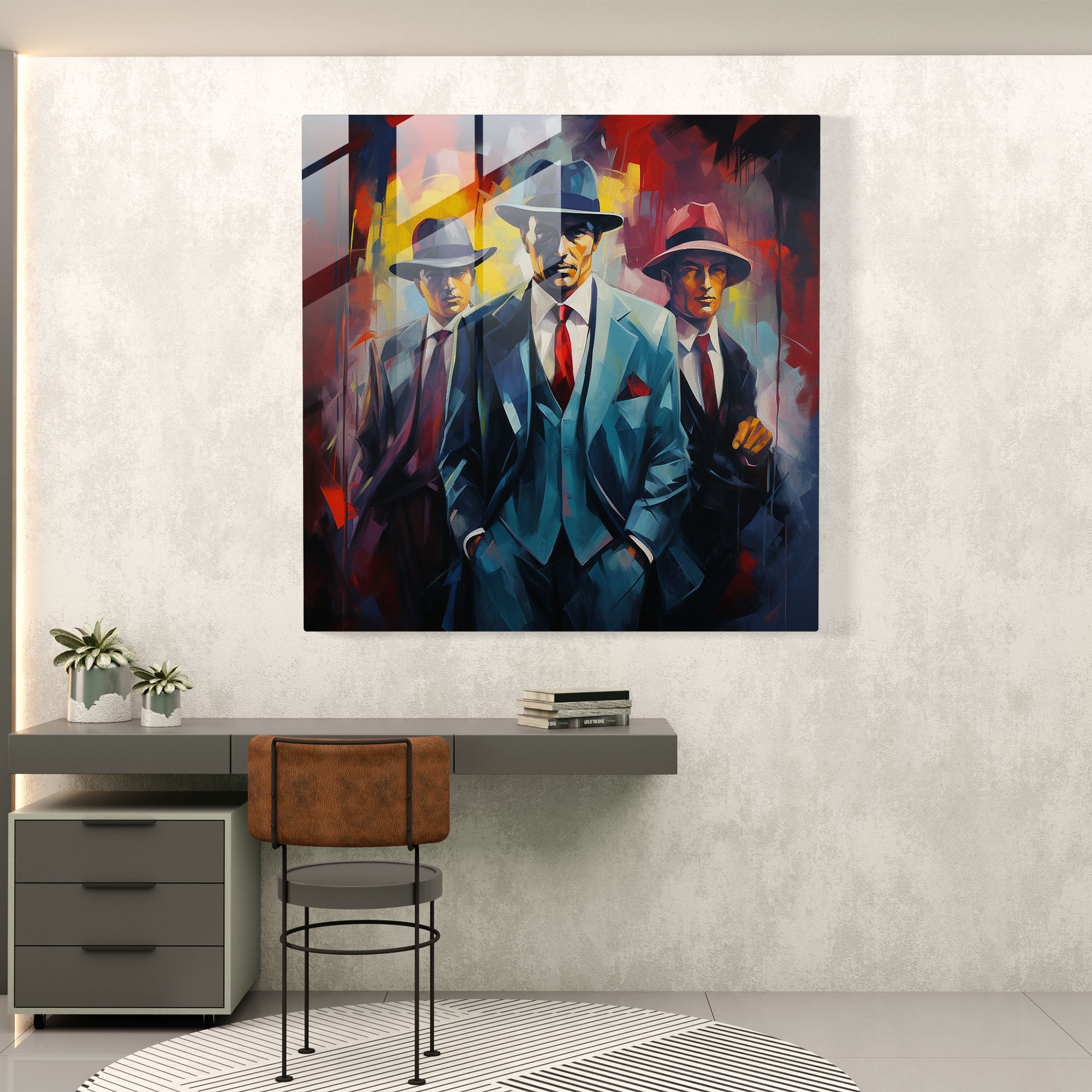 Intricate Glass Print of Abstract Mafia Artwork