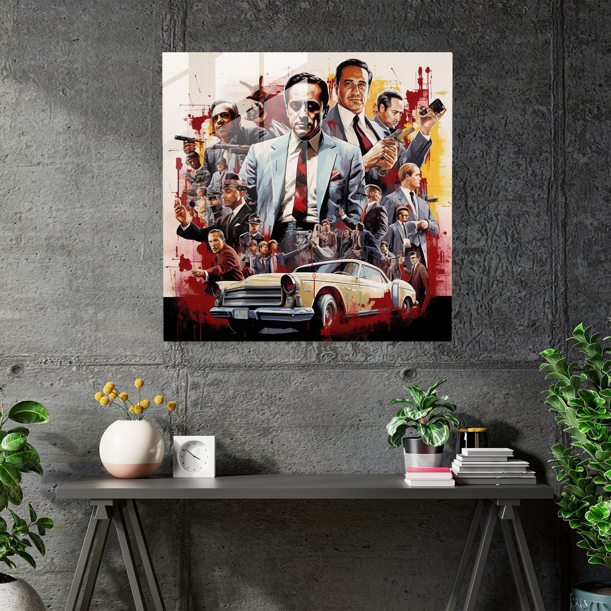Sinema Efsaneleri - İkonik Mafya Film Sahnelerinden Oluşan Cam Tablo Koleksiyonu - Çağdaş Pop Art - Duvar Dekorasyonu Cam Tablolar Modern Sanat Eserleri
