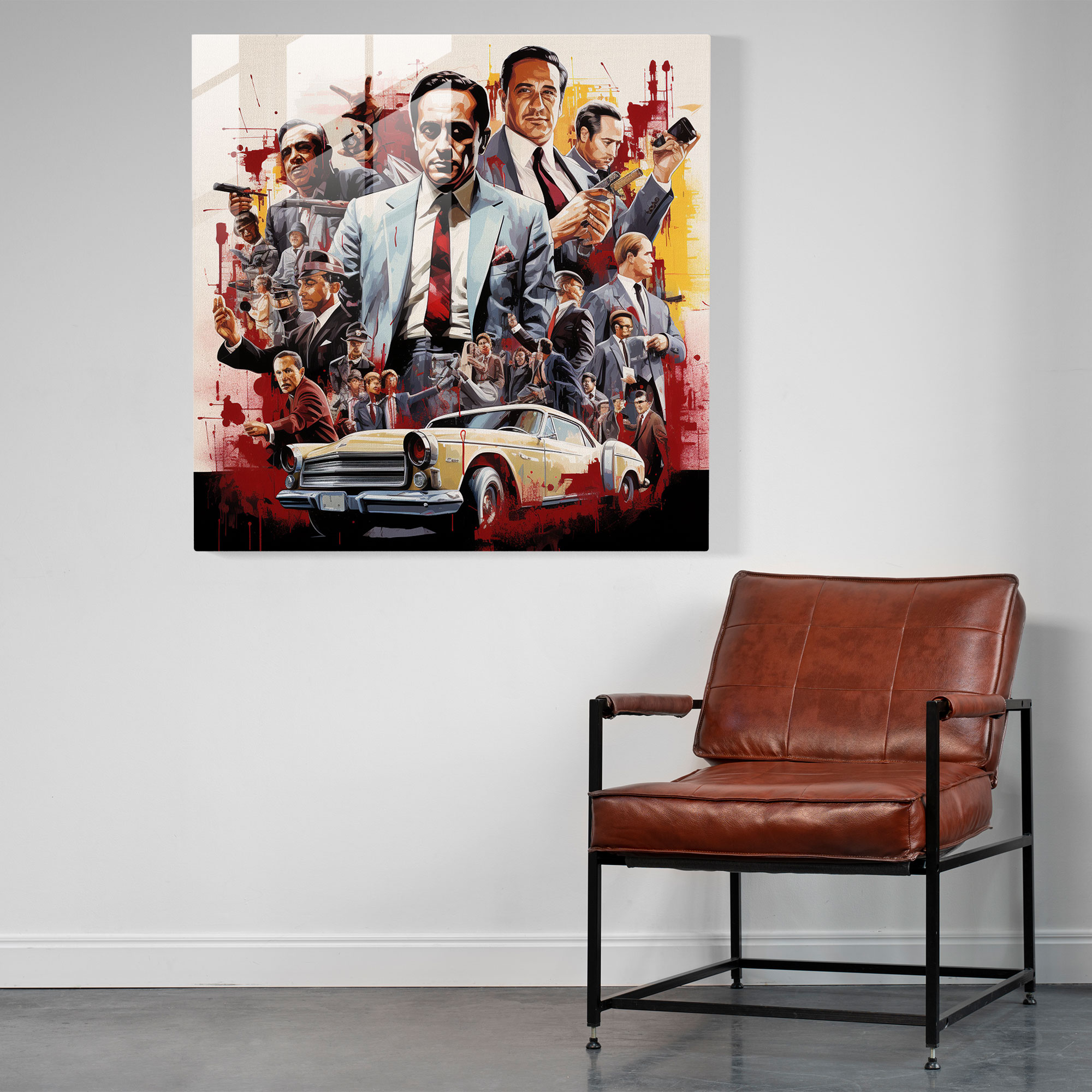 Sinema Efsaneleri - İkonik Mafya Film Sahnelerinden Oluşan Cam Tablo Koleksiyonu - Çağdaş Pop Art - Duvar Dekorasyonu Cam Tablolar Modern Sanat Eserleri