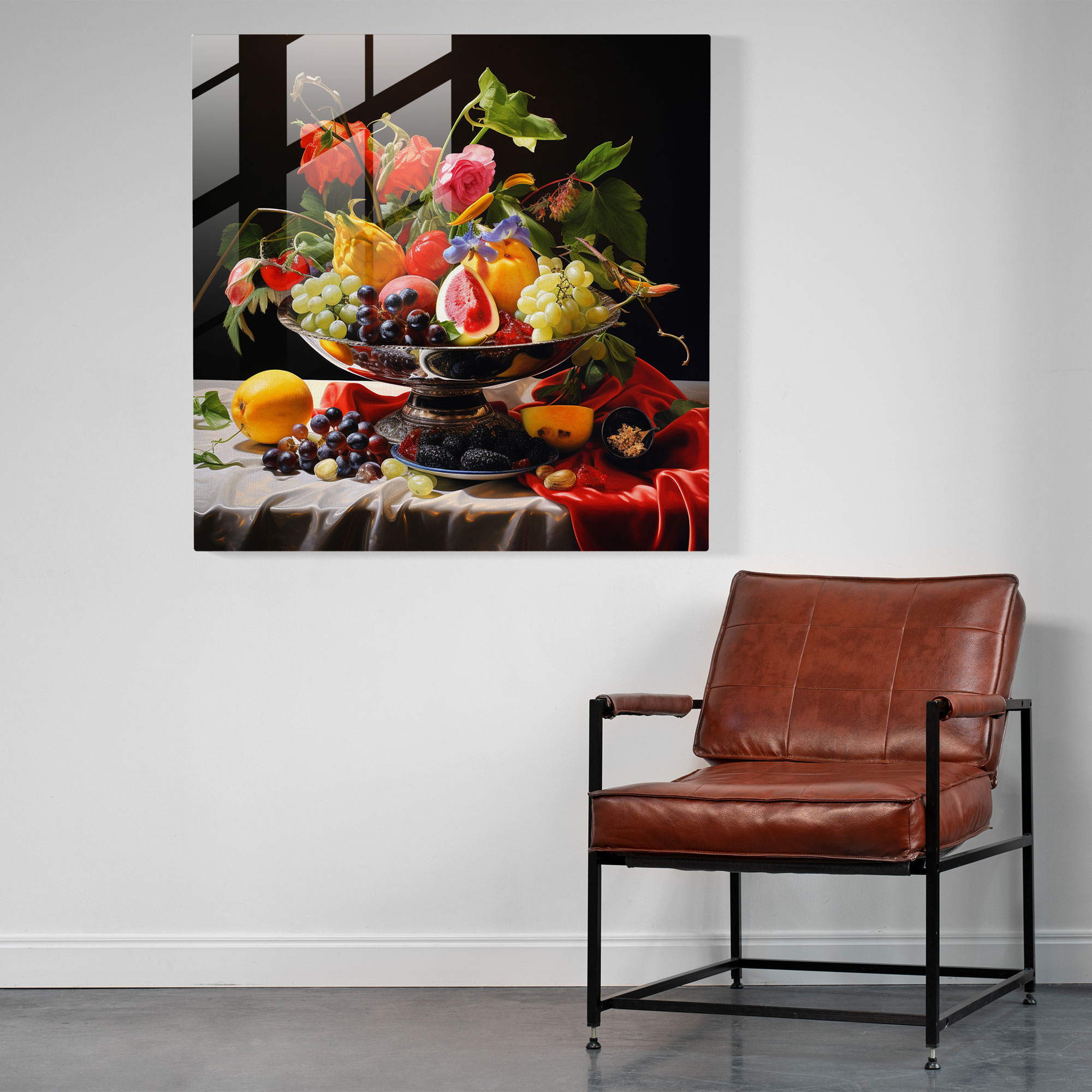 Exquisite Glass Print of Still Life: Fruits