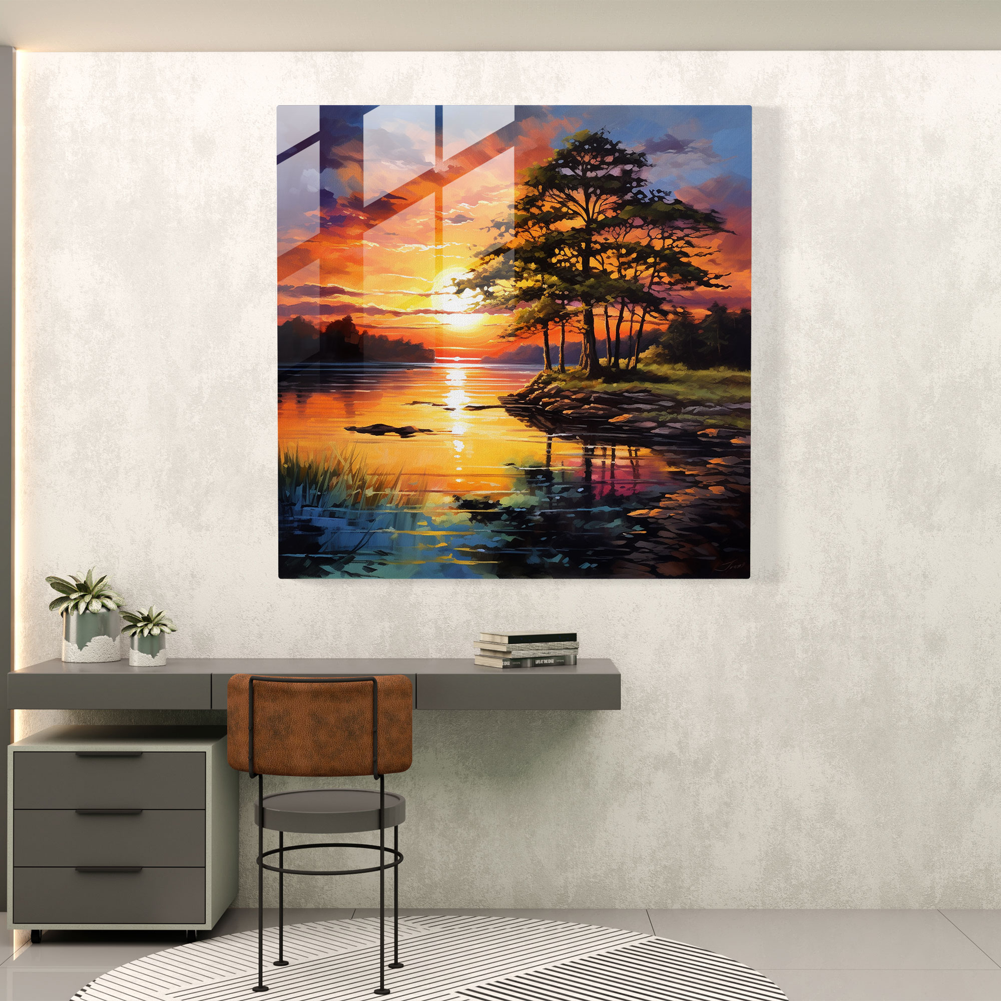 Radiant Glass Wall Art: Sunset Serenade
