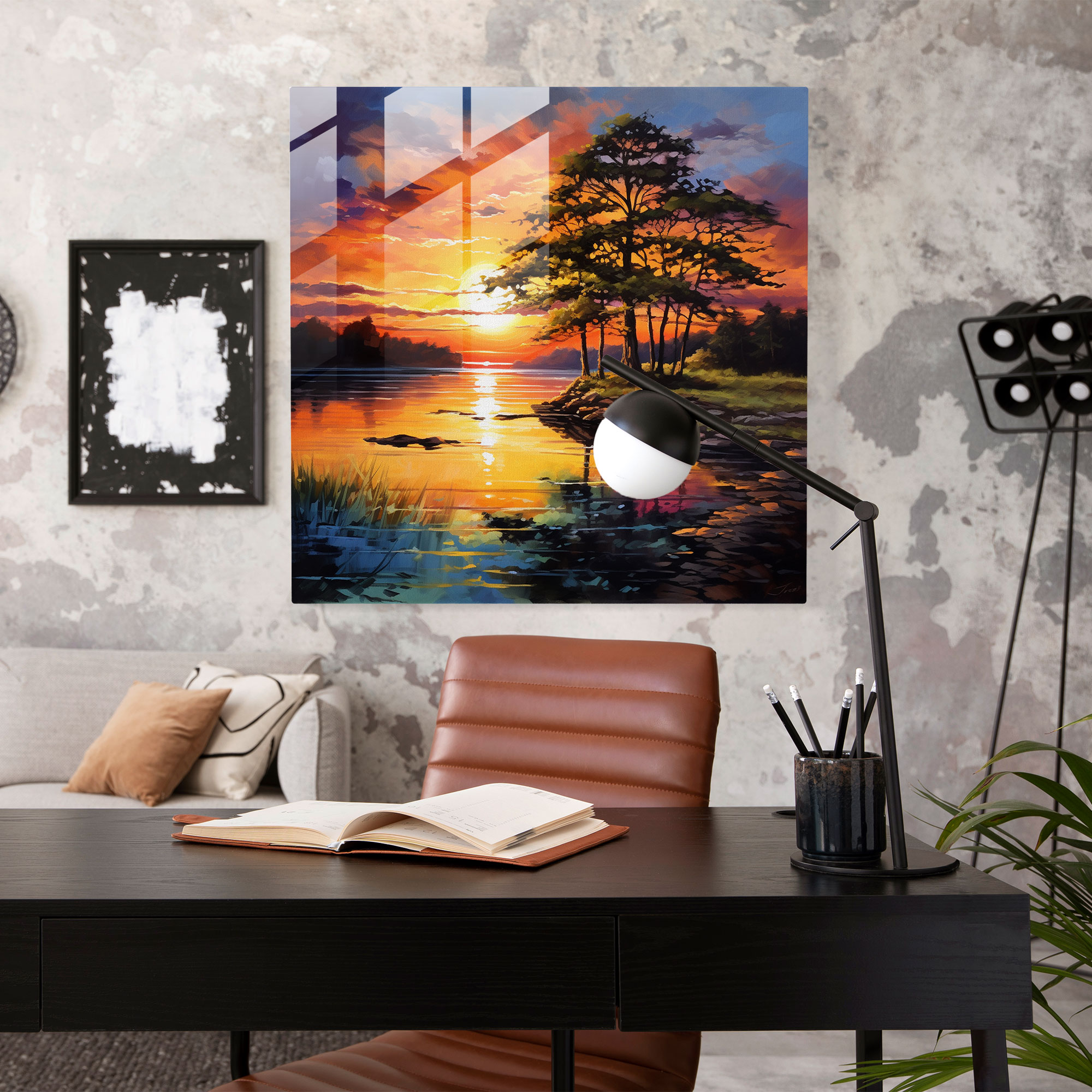 Radiant Glass Wall Art: Sunset Serenade