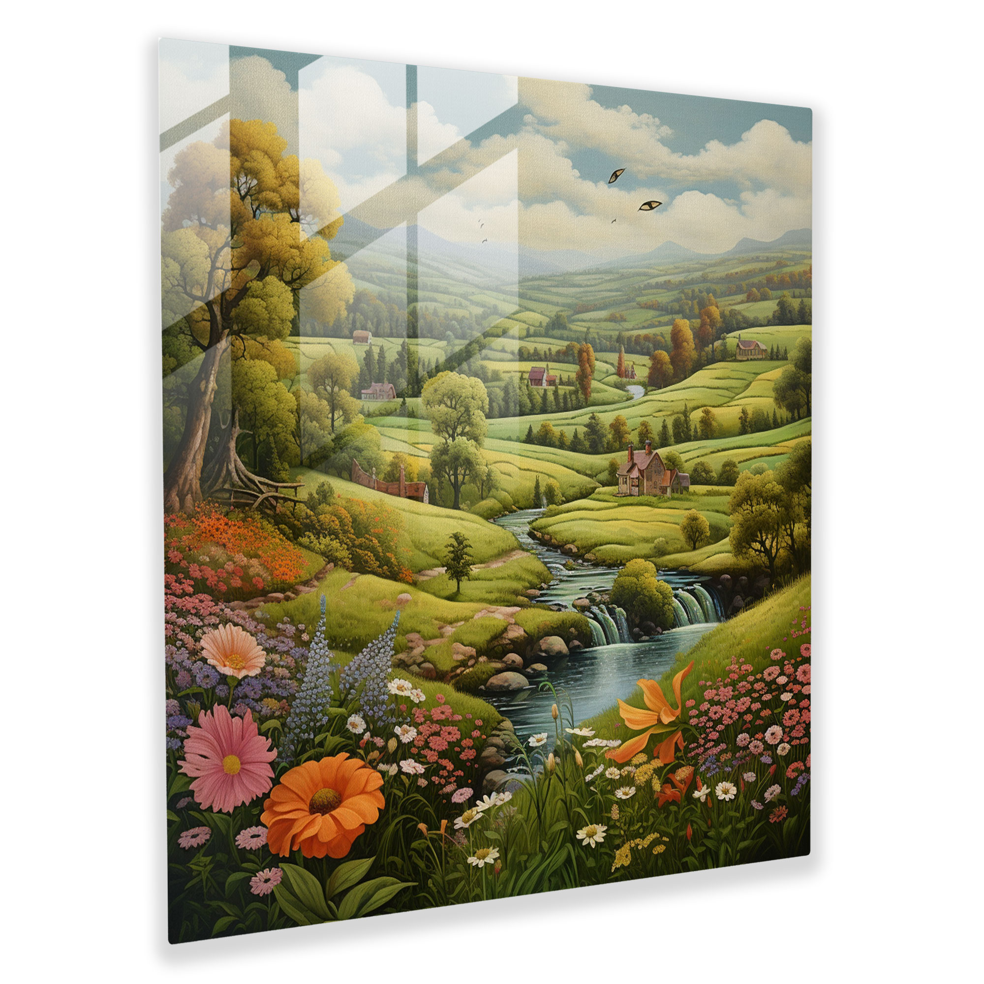 Tranquil Nature Vista Glass Print