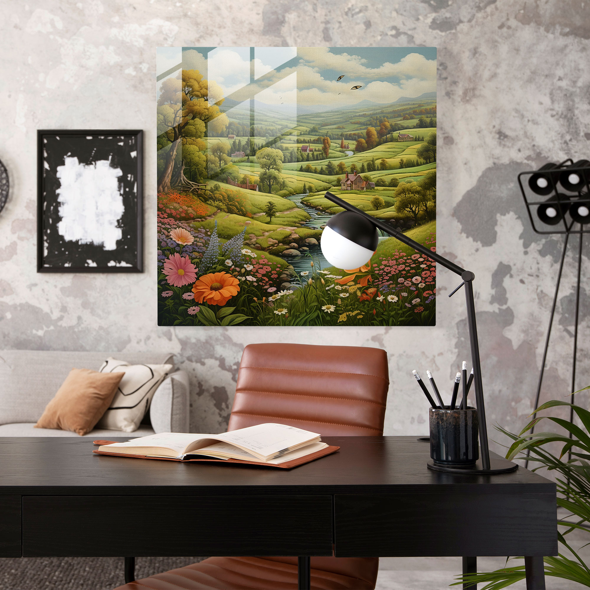 Tranquil Nature Vista Glass Print