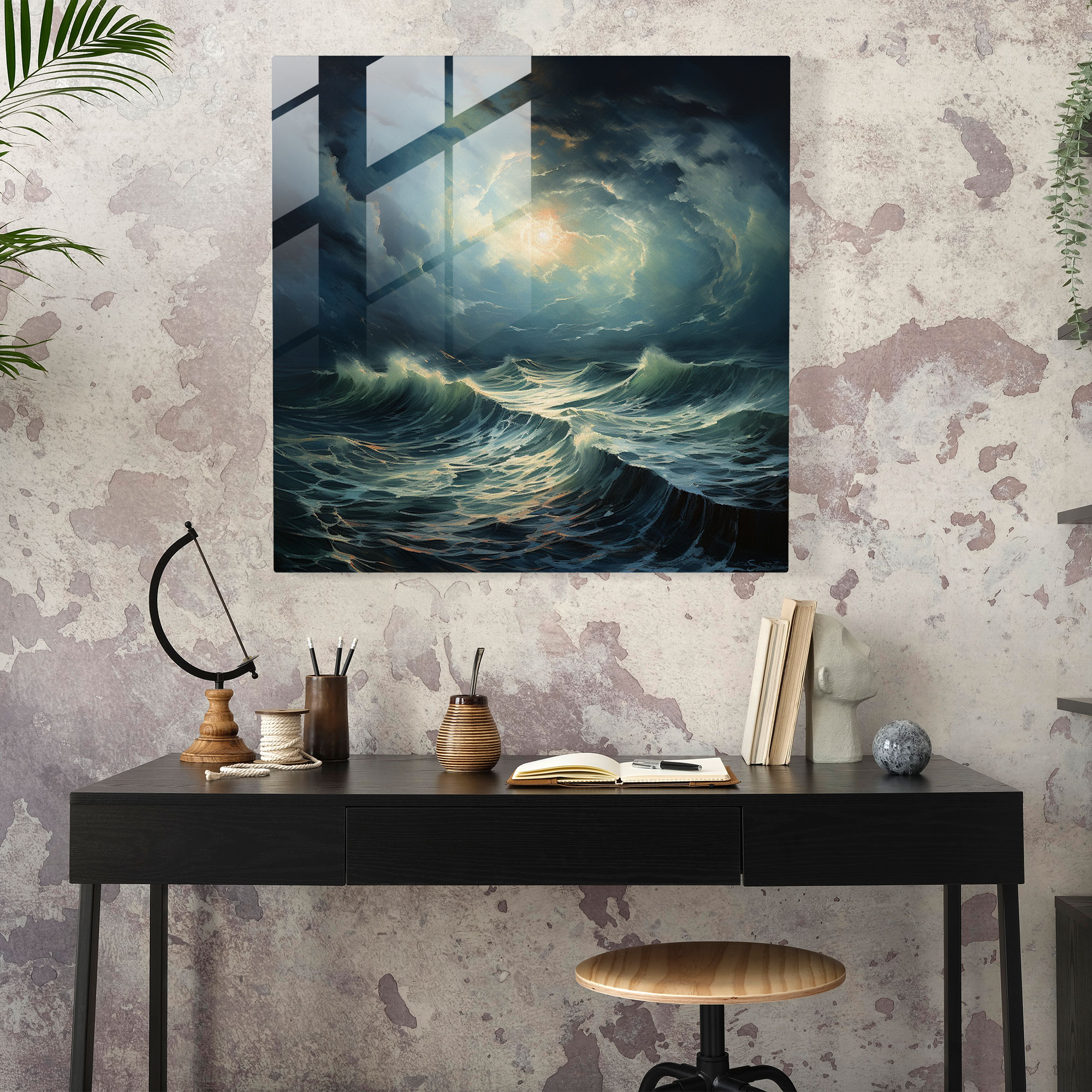 Tempestuous Waters Glass Print