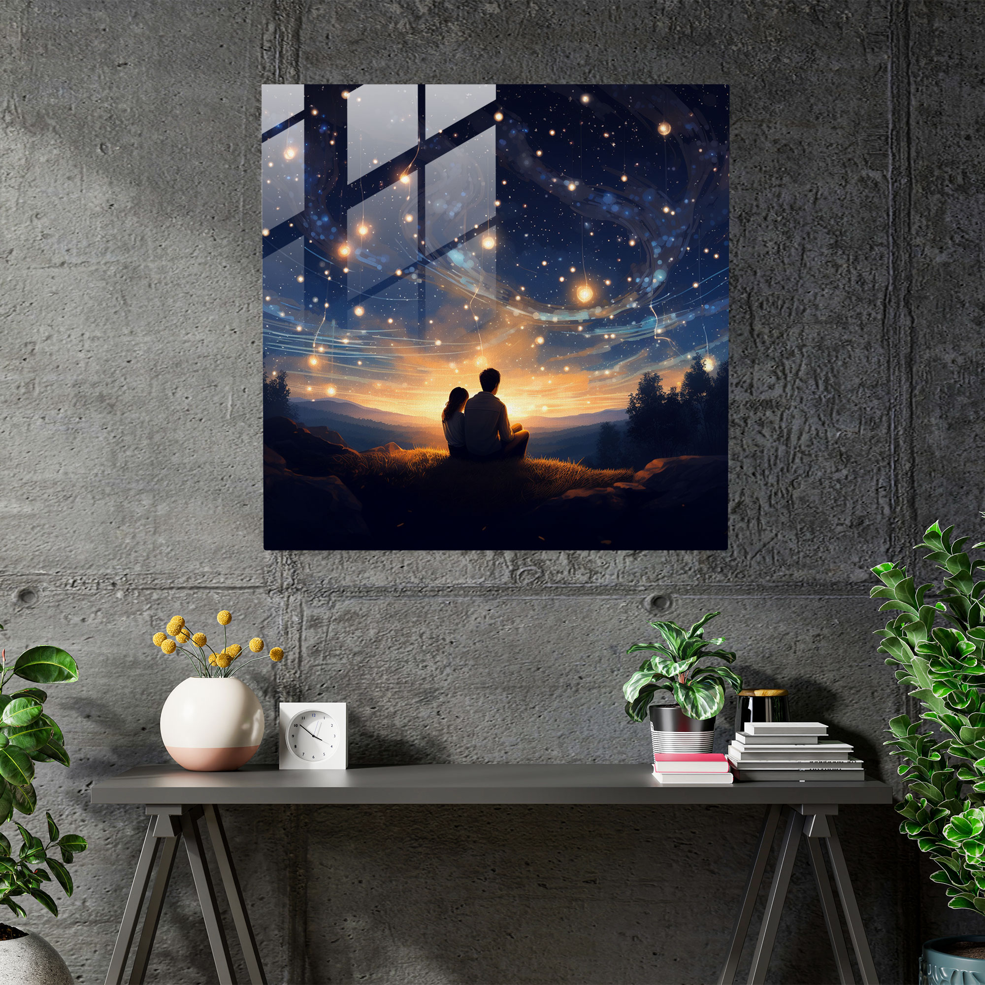 Starry Serenade Glass Print