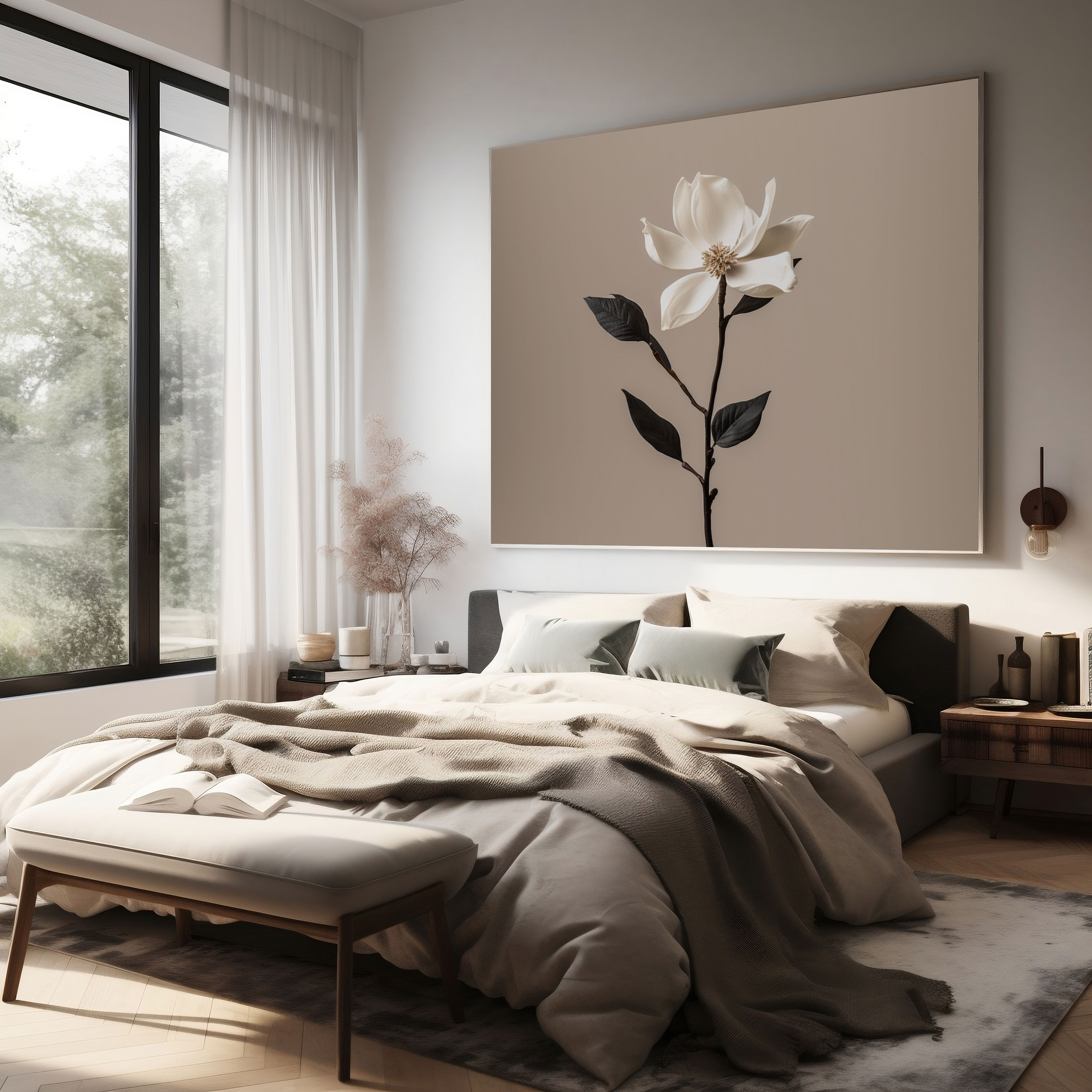 Minimalist Magnolia Canvas Print - Magnolia, Minimalist Magnolia, Wall Decoration, Magnolia