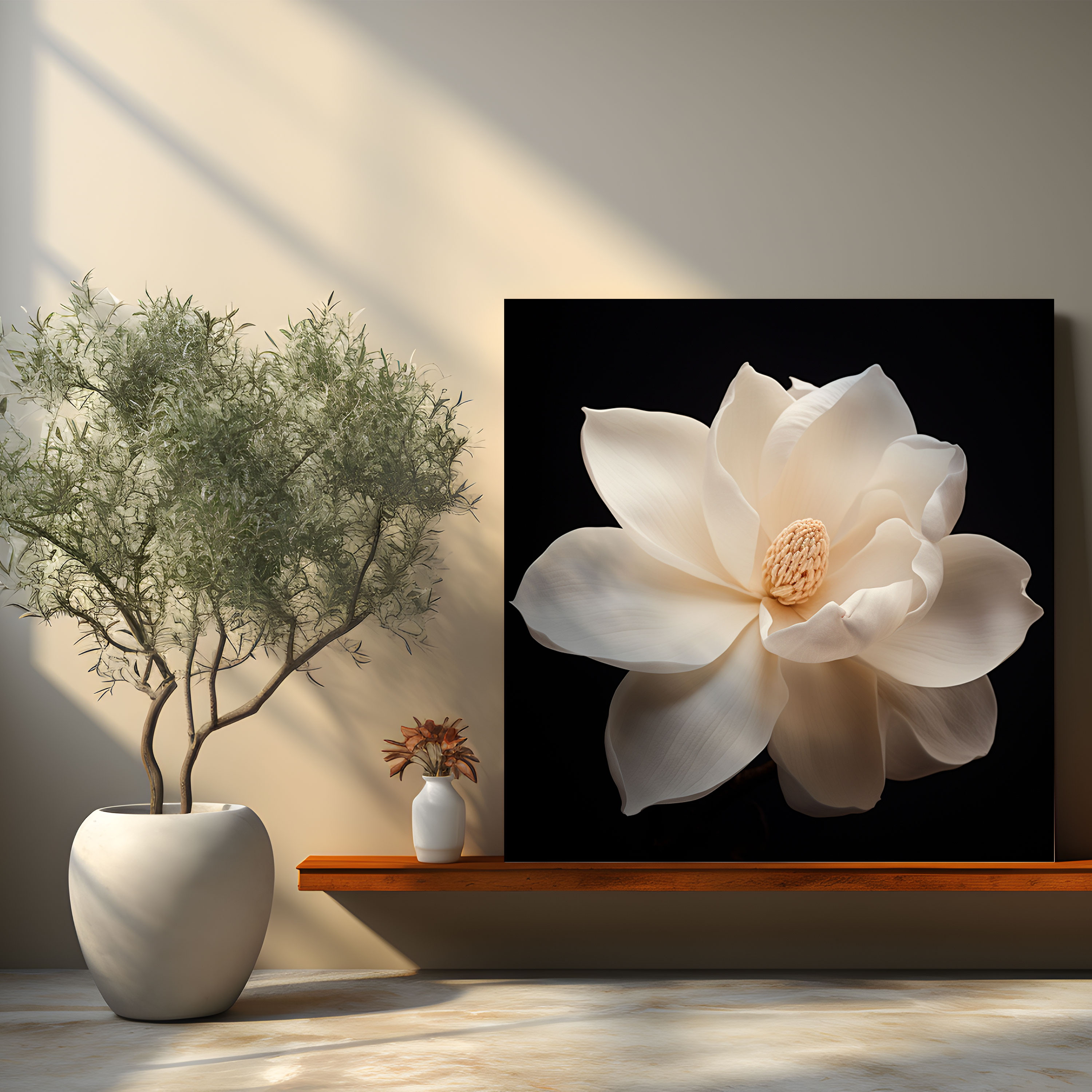 Magnolia Wall Decoration - Magnolia, Canvas, White And Cream, Premium Canvas