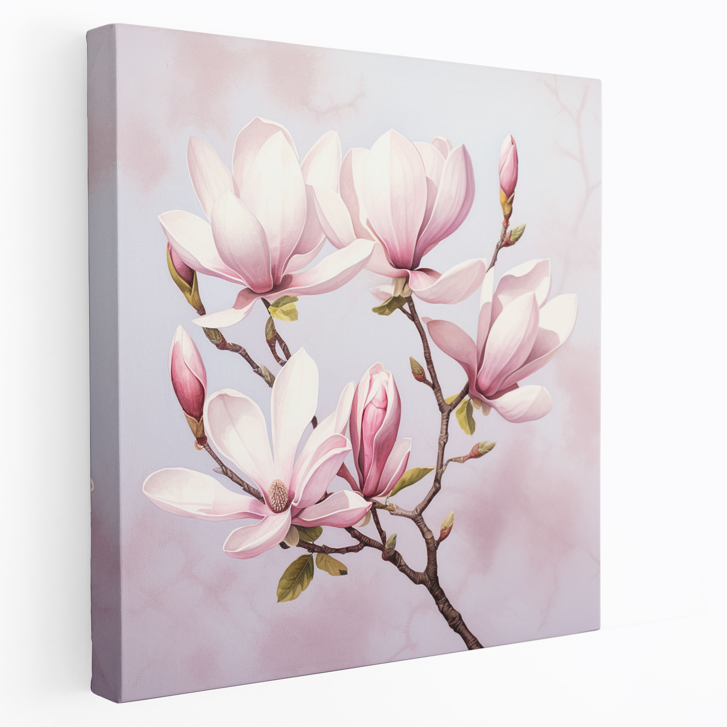 Magnolia Wall Art: Watercolor Illustration - Magnolia, Serene Pastel Background, Canvas, Home Decoration
