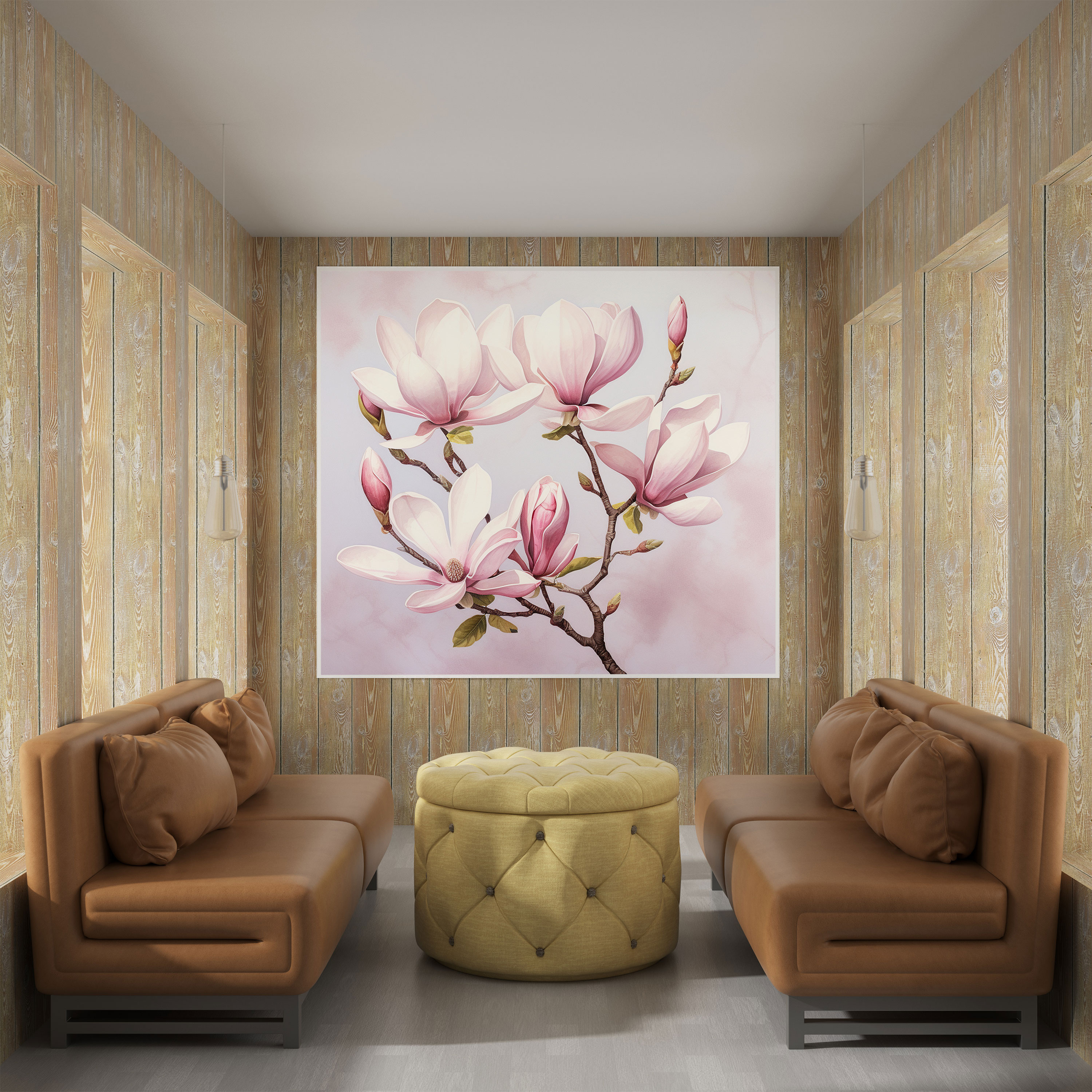 Magnolia Wall Art: Watercolor Illustration - Magnolia, Serene Pastel Background, Canvas, Home Decoration
