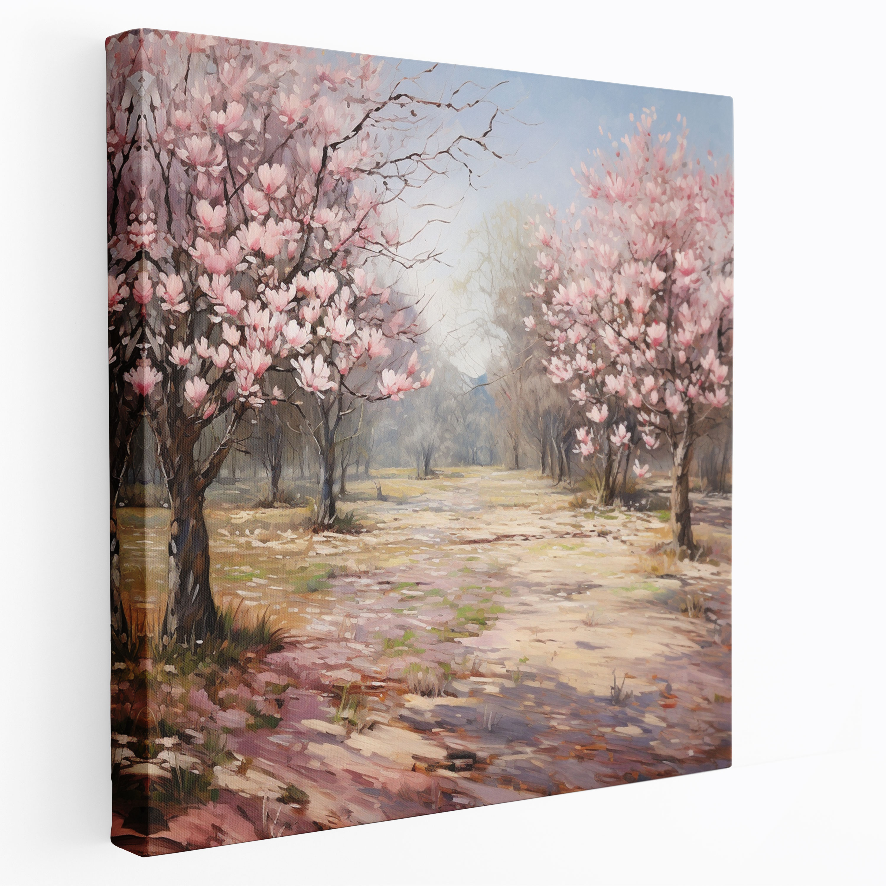 Magnolia Canvas Print: Impressionistic Painting - Magnolia, Field Of Magnolia Trees, Wall Decoration, Impressionistic Painting
