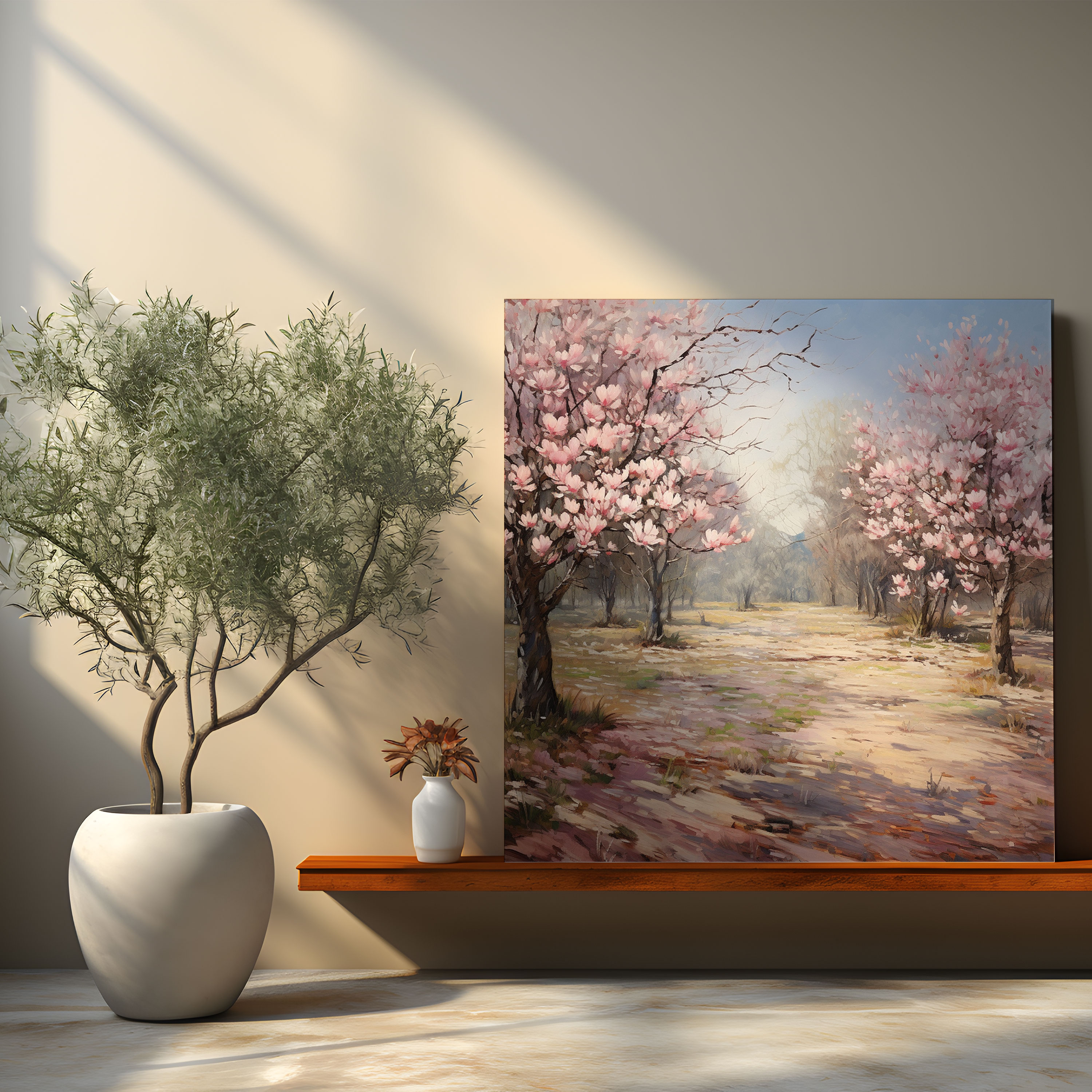 Magnolia Canvas Print: Impressionistic Painting - Magnolia, Field Of Magnolia Trees, Wall Decoration, Impressionistic Painting