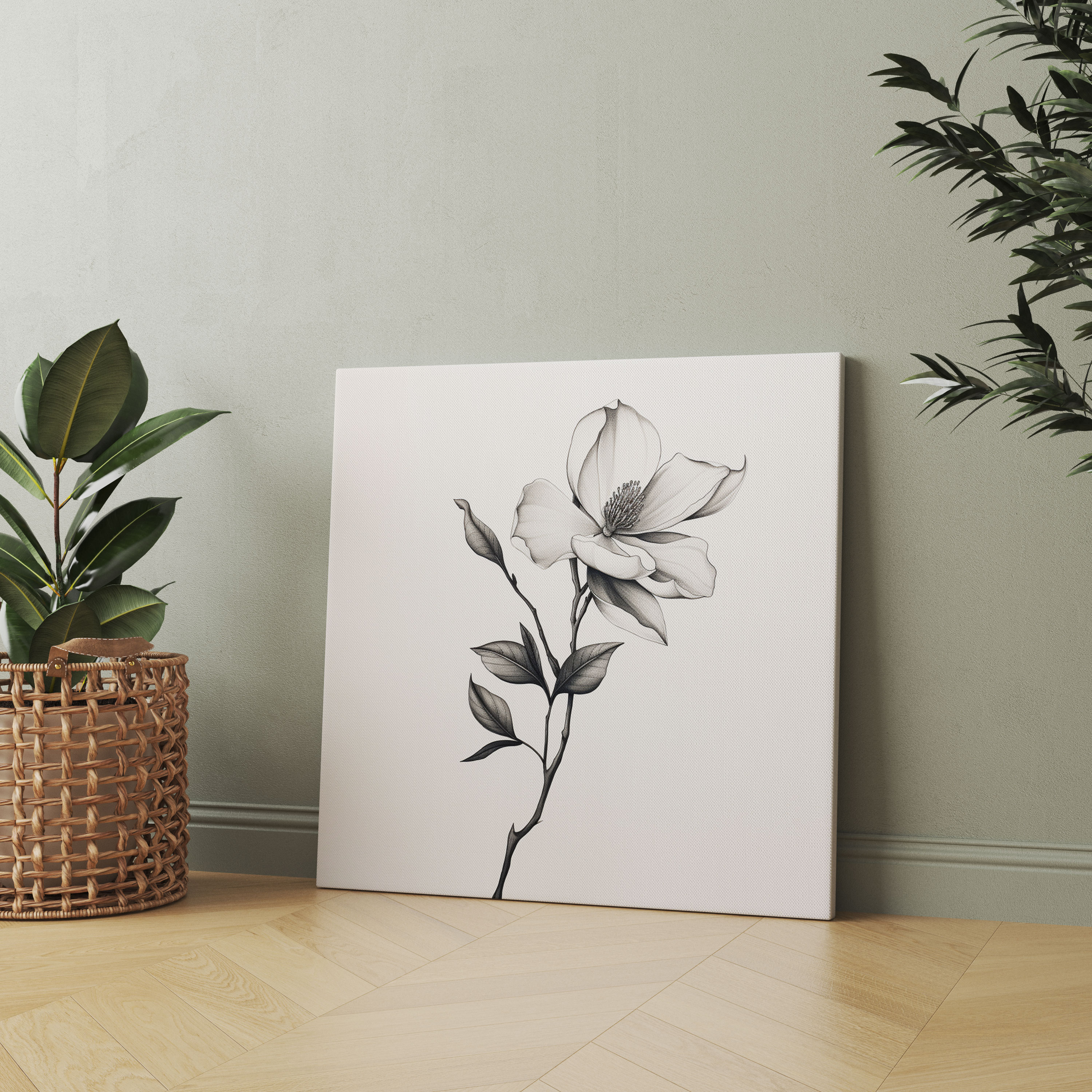Magnolia Canvas Print: Minimalist Artwork - Magnolia, Wall Decoration, Magnolia, Canvas Print
