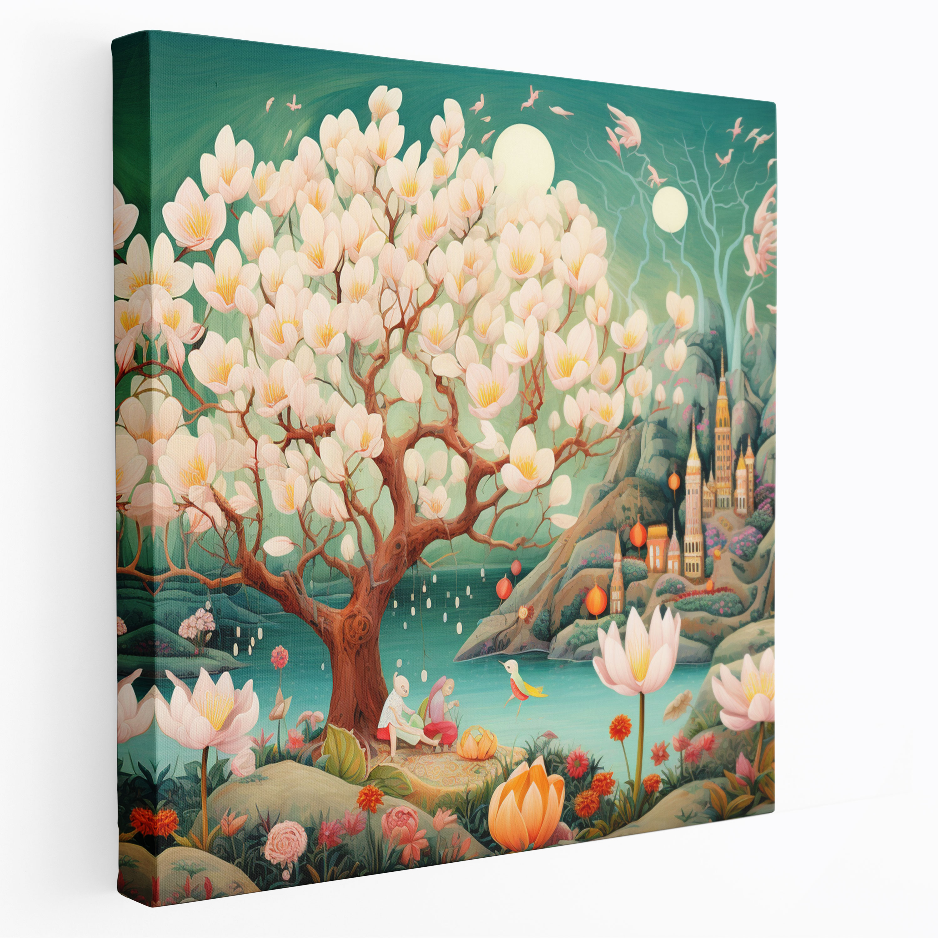 Magnolia Wall Decoration: Whimsical Illustration - Magnolia, Wall Decoration, Canvas, Canvas Wall Art
