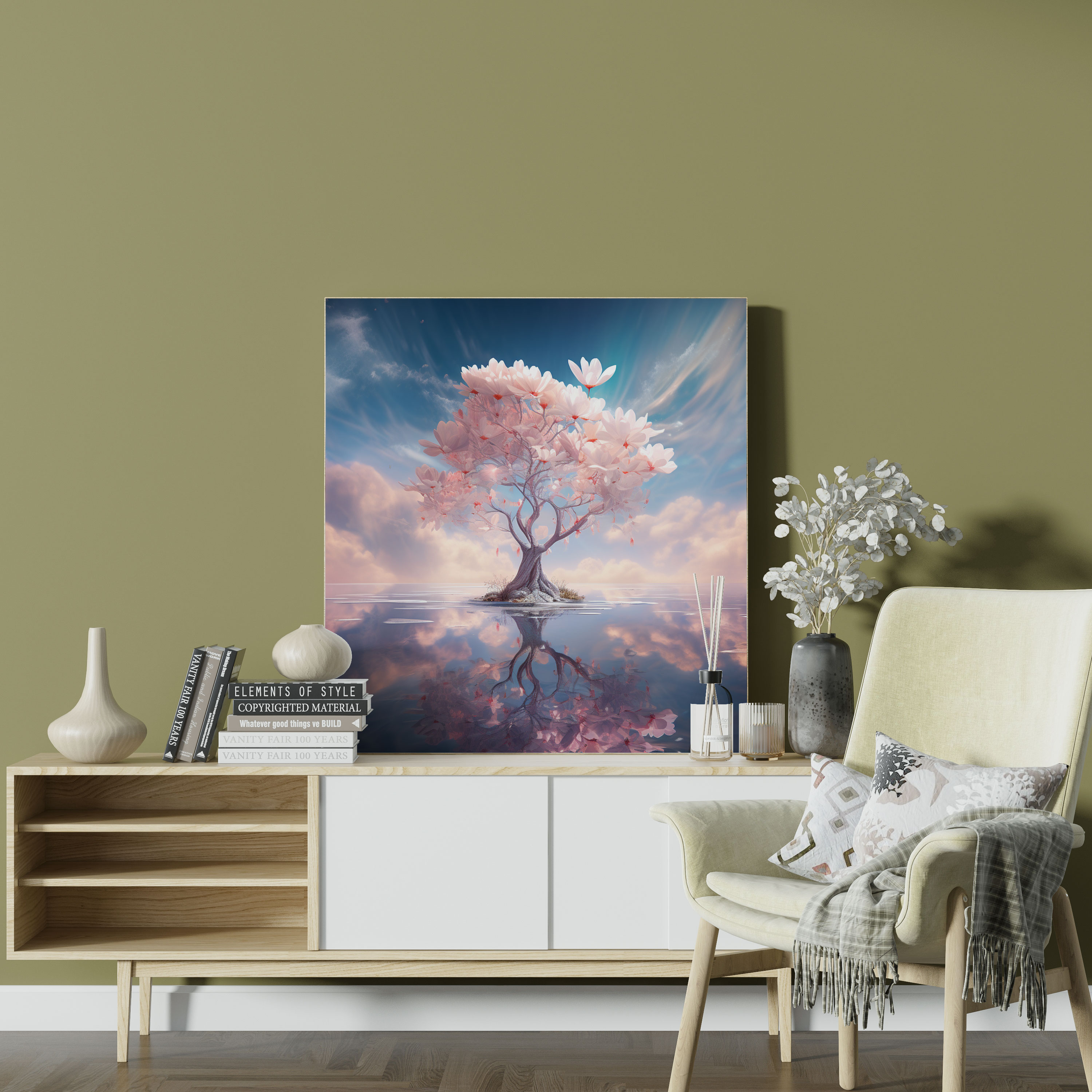 Magnolia Canvas Print: Surreal Artwork - Magnolia, Floating Tree, Surreal Artwork, Canvas Print