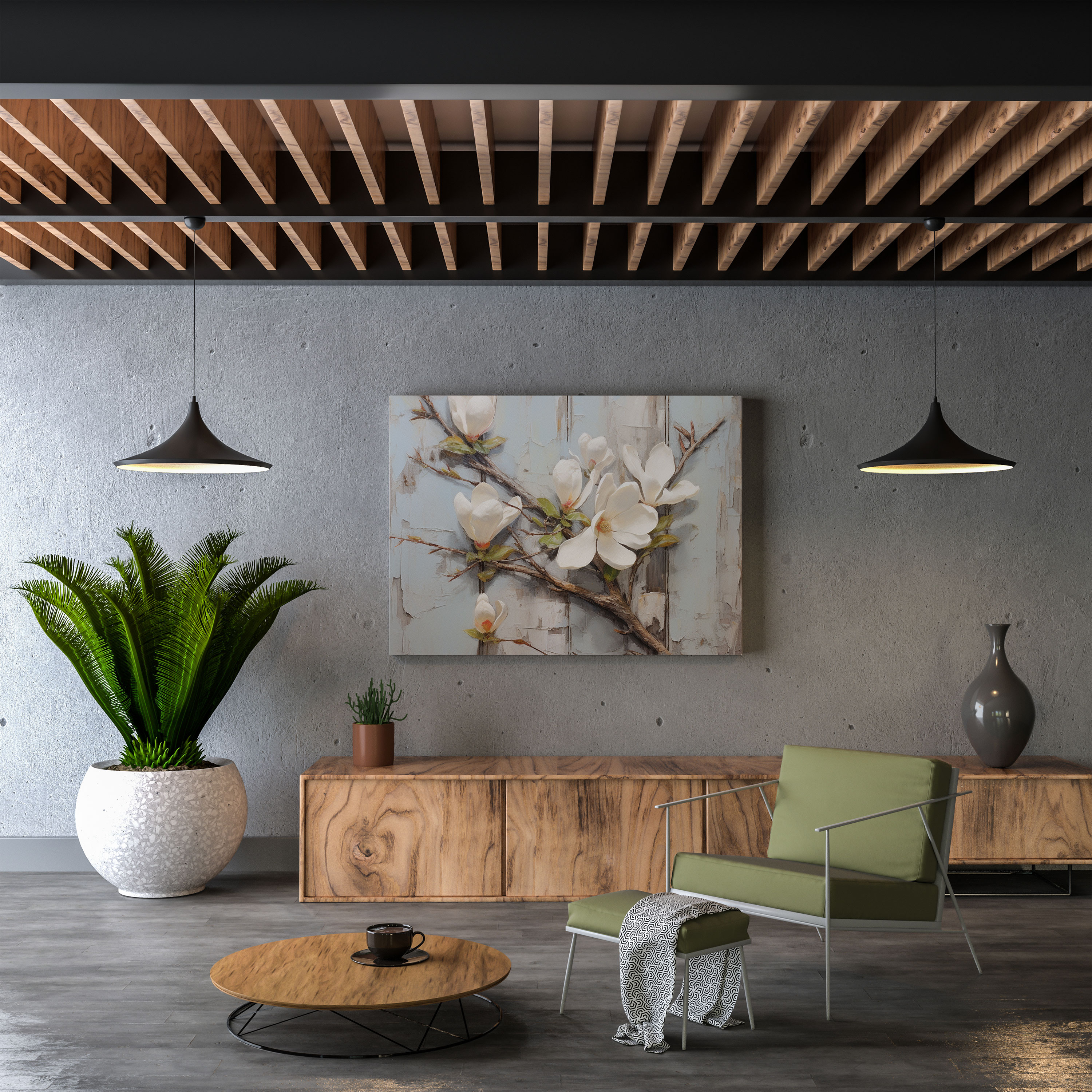 Magnolia Wall Decoration: Rustic Painting - Magnolia, Canvas Print, Home Decoration, Magnolia