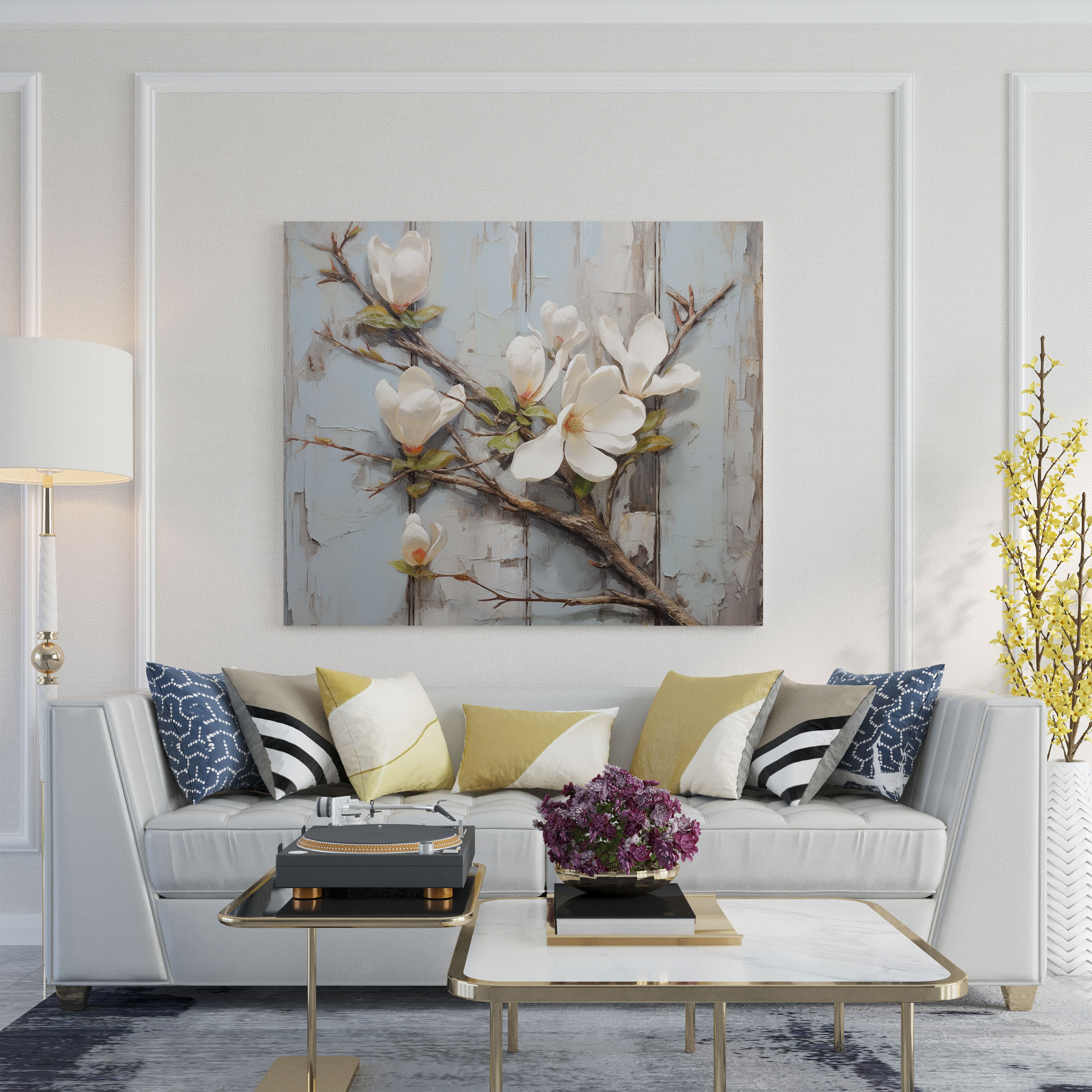 Magnolia Wall Decoration: Rustic Painting - Magnolia, Canvas Print, Home Decoration, Magnolia