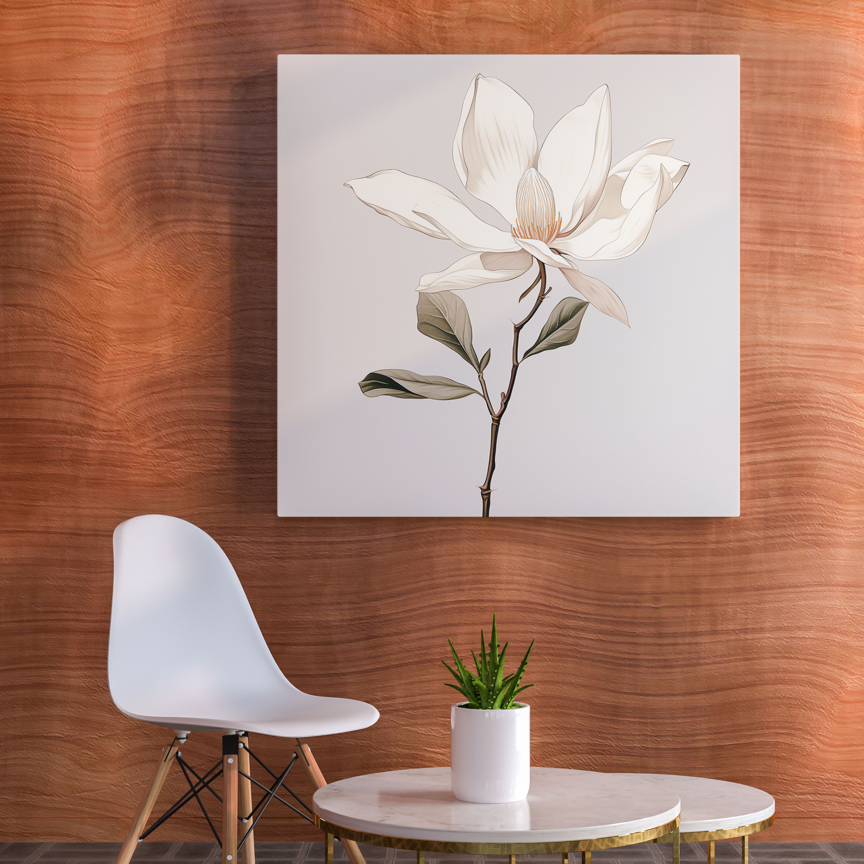 Elegant Magnolia Canvas Print - Minimalistic Wall Art - Magnolia, Magnolia, Wall Decoration, Clean Lines