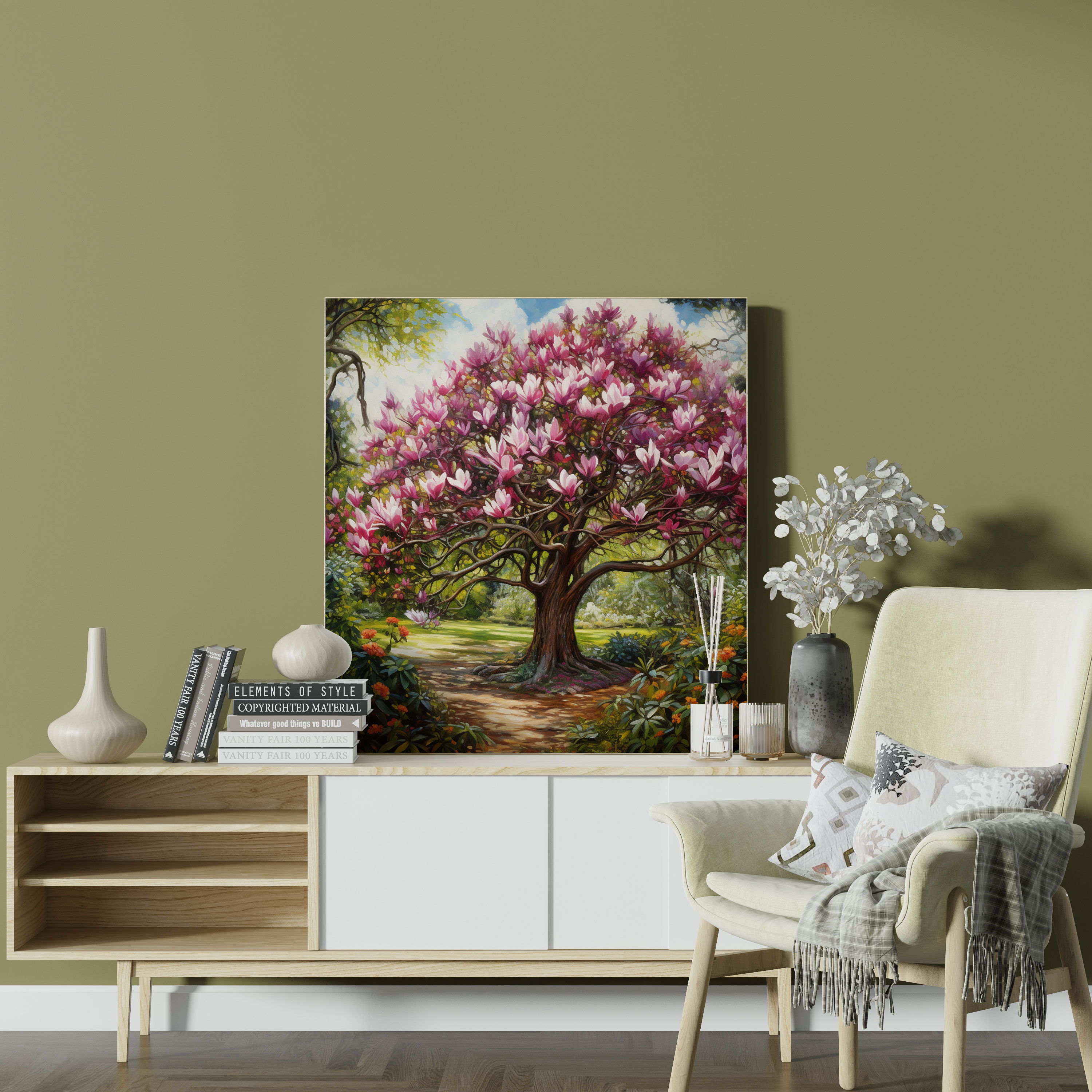Regal Magnolia Canvas Print - Majestic Wall Art - Magnolia, Home Decoration, Vibrant Flowers, Canvas Wall Art