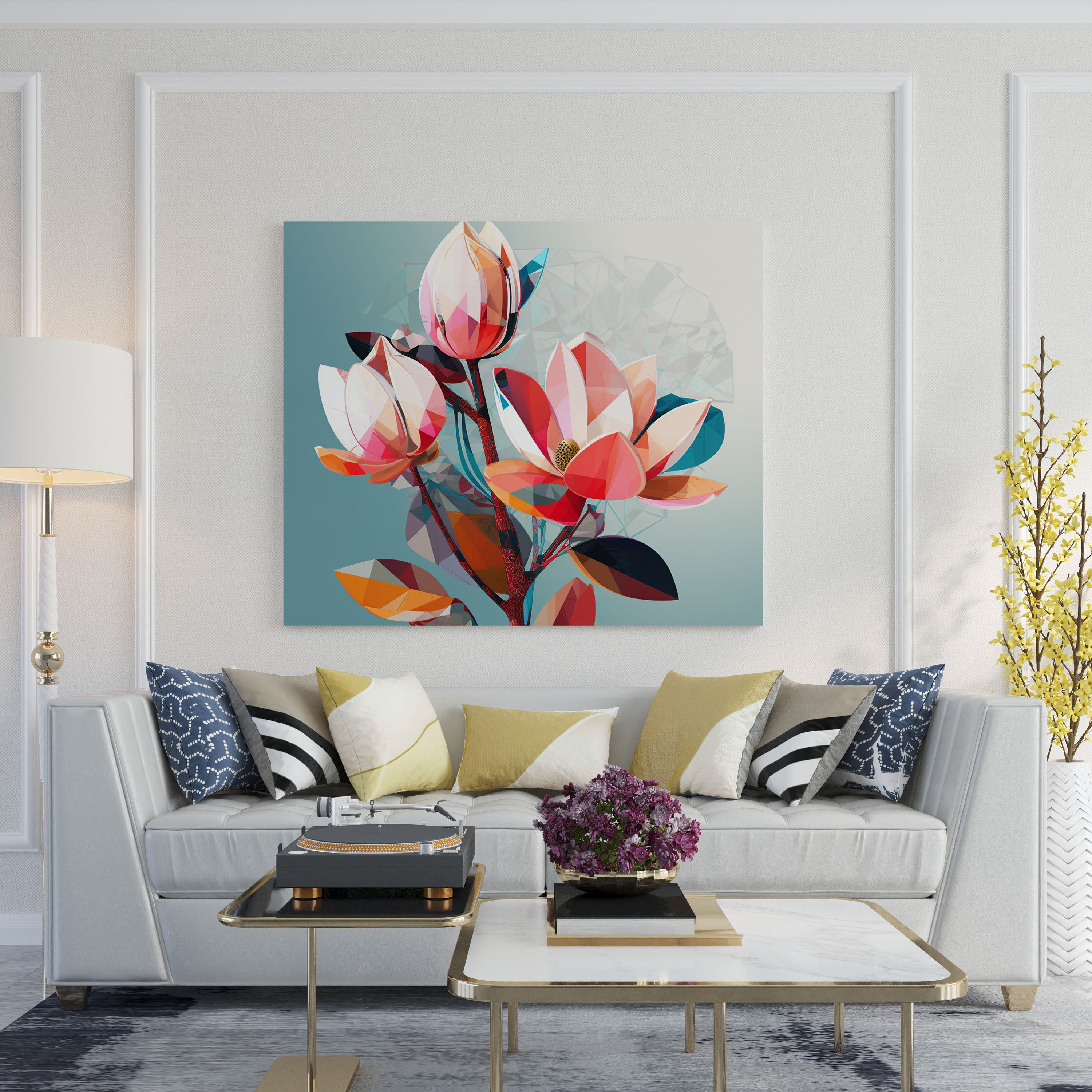 Geometric Magnolia Canvas Print - Contemporary Wall Art - Magnolia, Wall Art, Magnolia, Contemporary