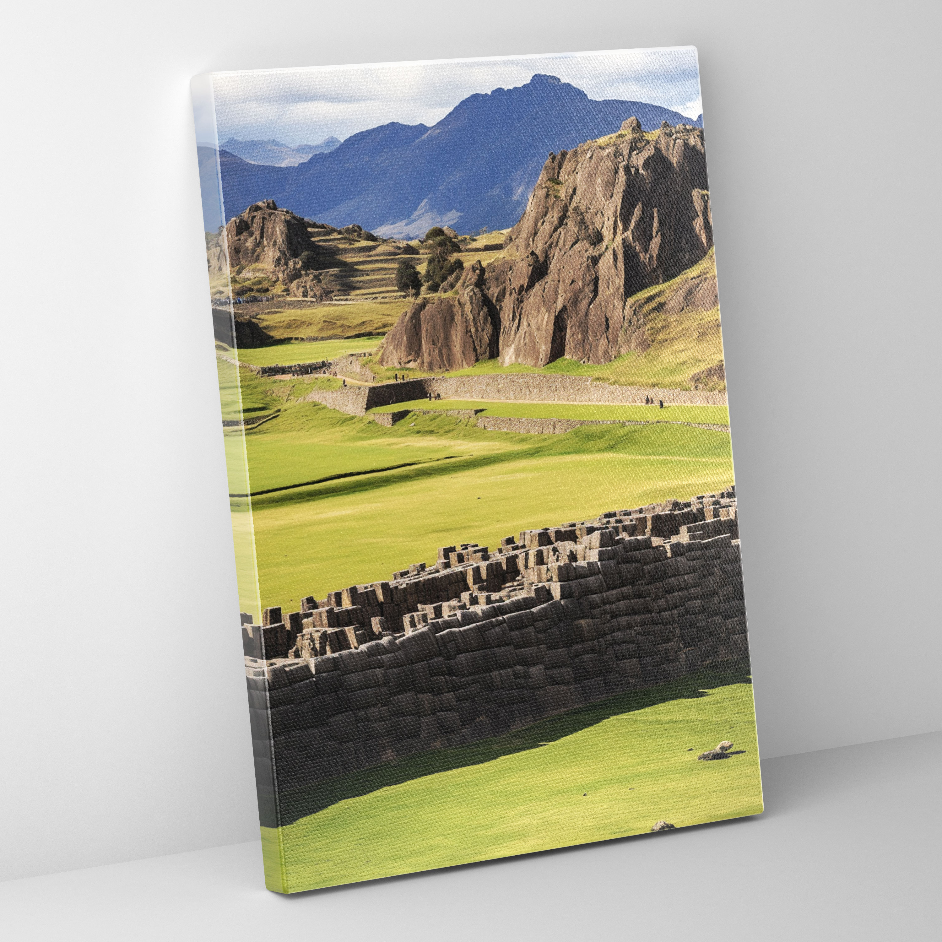 Sacsayhuaman Fortress Wall Art - Mayan, Canvas Print, Mountain Backdrop, Home Decoration