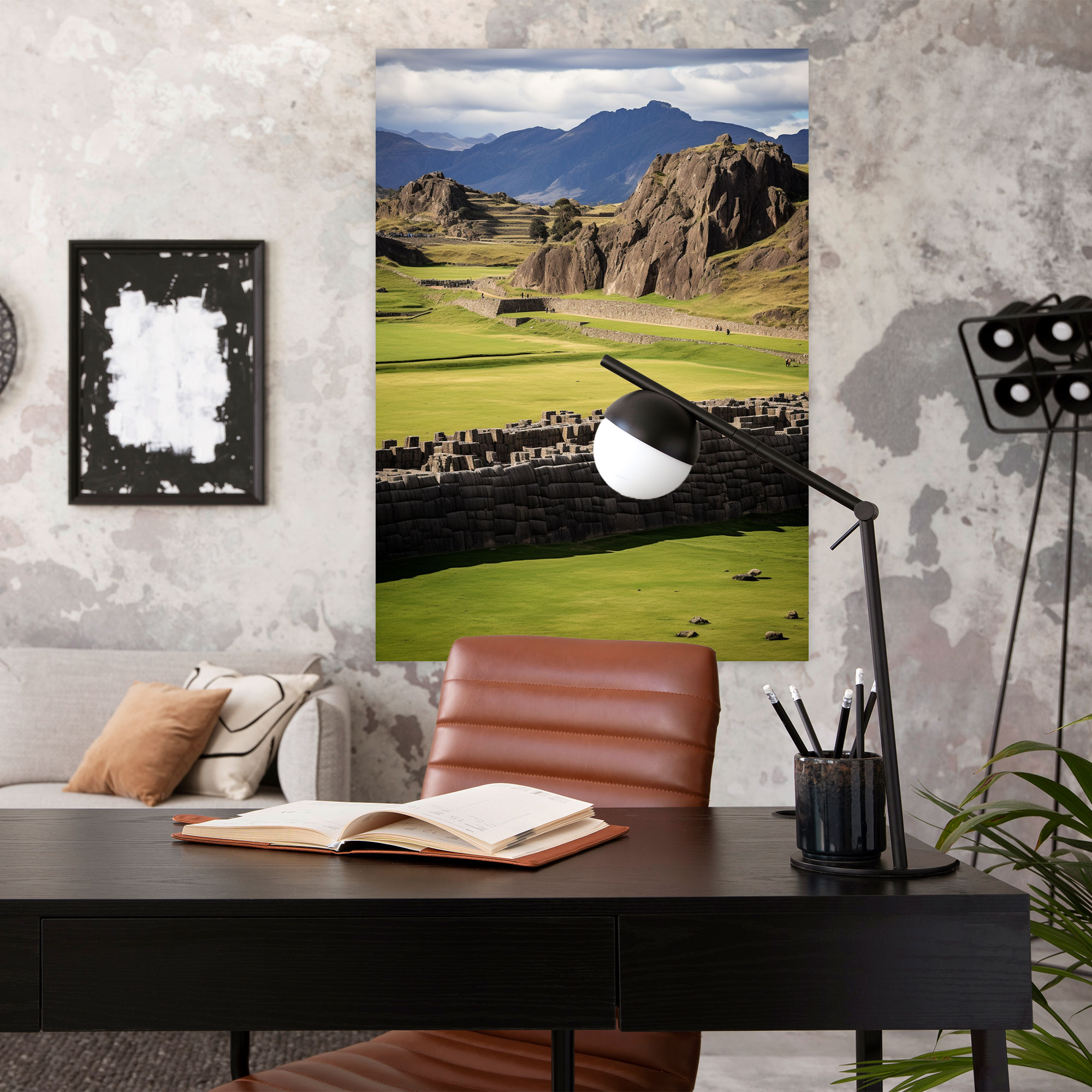 Sacsayhuaman Fortress Wall Art - Mayan, Canvas Print, Mountain Backdrop, Home Decoration