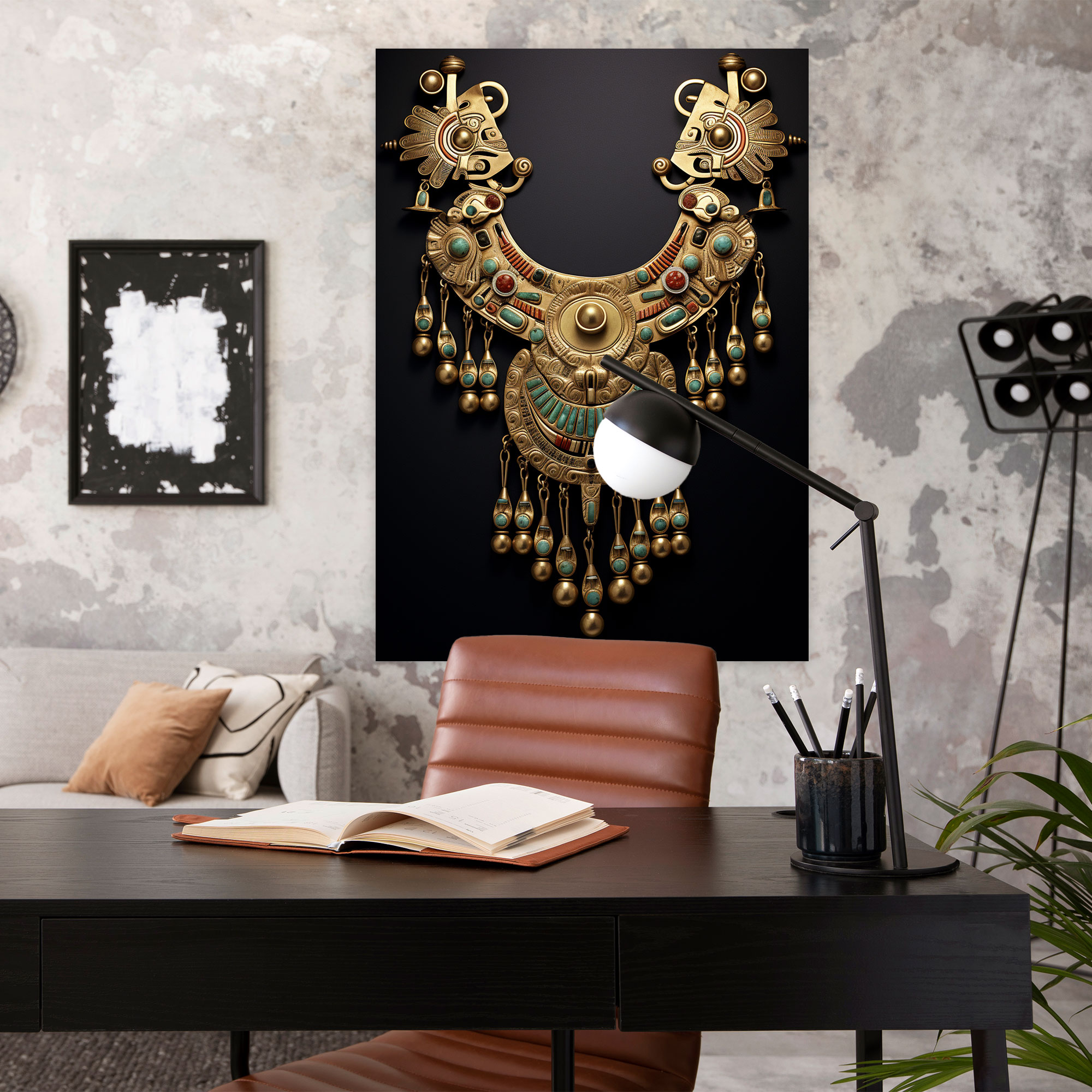 Inca Civilization Canvas Print - Golden Inca Jewelry Wall Art - Mayan, Inca Civilization Art, Inca Motifs, Home Decoration